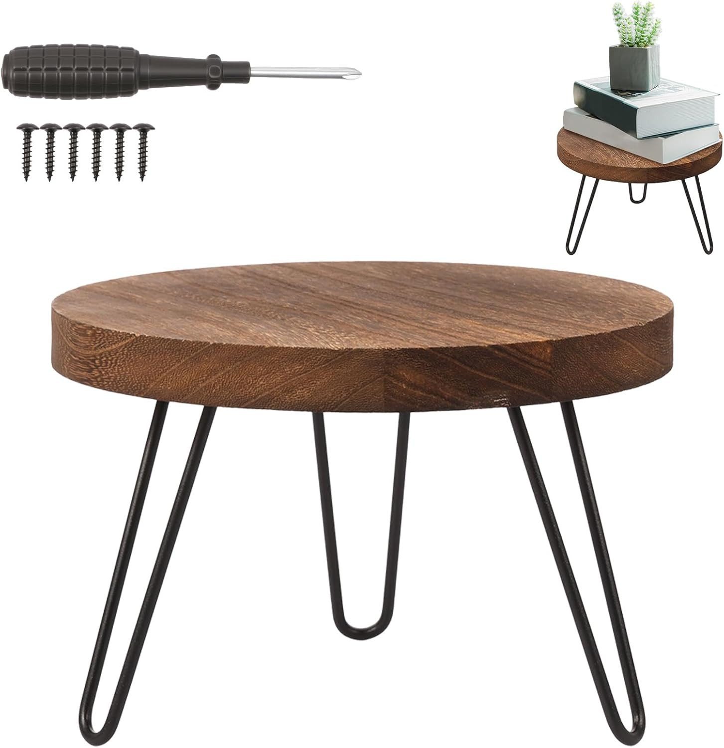 BlingBin Blumenhocker Pflanzenständer Holz, Blumenständer Rund Blumenhocker mit 3 Füßen (1 Stück, 1 St., 25,4 x 25,4 x 17,8 cm), für Verschiedene Topfgrößen Pflanzenregal Pflanzenhocker für Haus