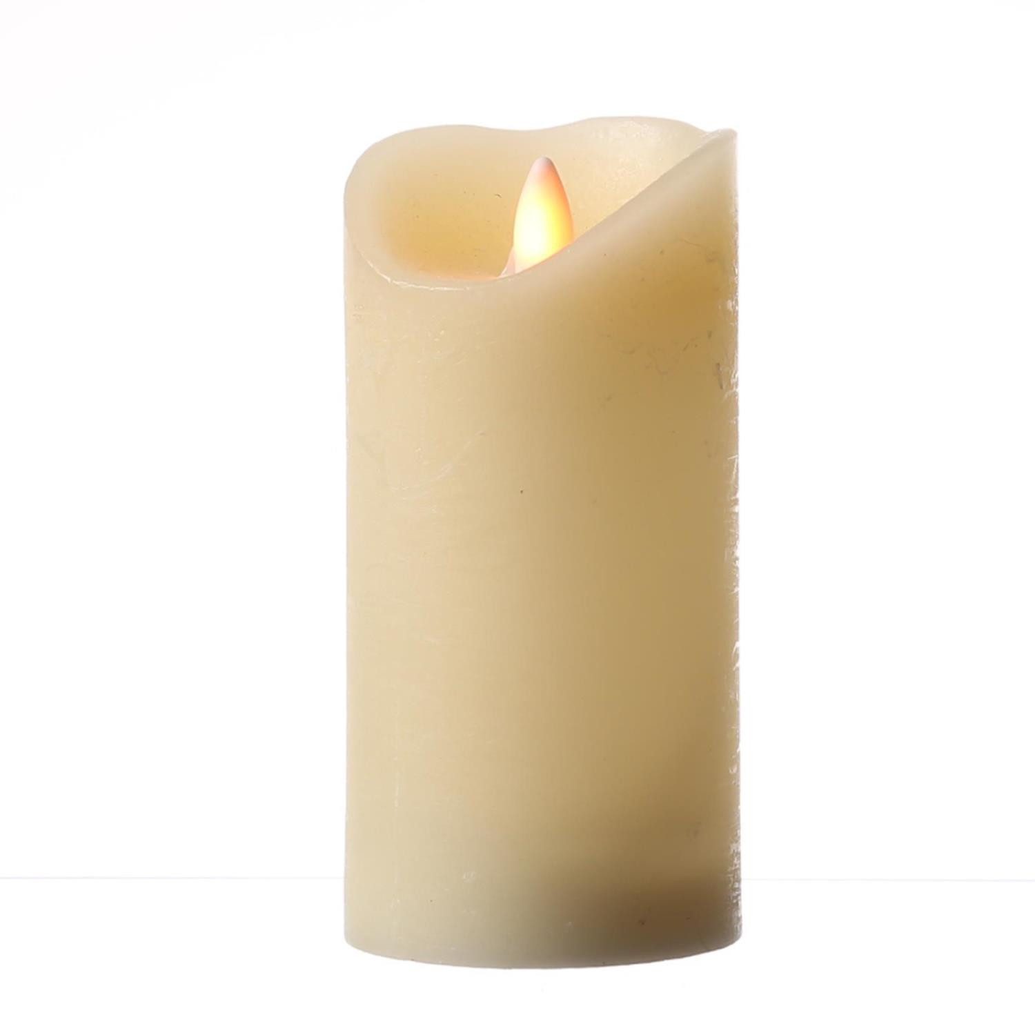 LED-Kerze GLOW Echtwachs flackernde tanzende Flamme glimmend H: 15cm Timer creme