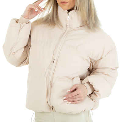 Ital-Design Winterjacke Damen Freizeit Gefüttert Winterjacke in Beige