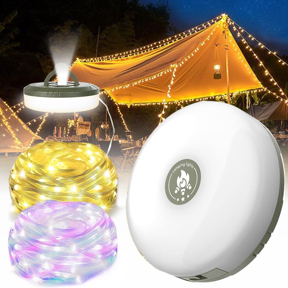 LED Taschenlampe LED-Lichterkette Tragbare Aussen Laterne Aufladbar Wetterfest Camping