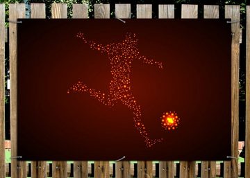 Wallario Sichtschutzzaunmatten Fußball - ein Spieler aus tausend Sternen in rot