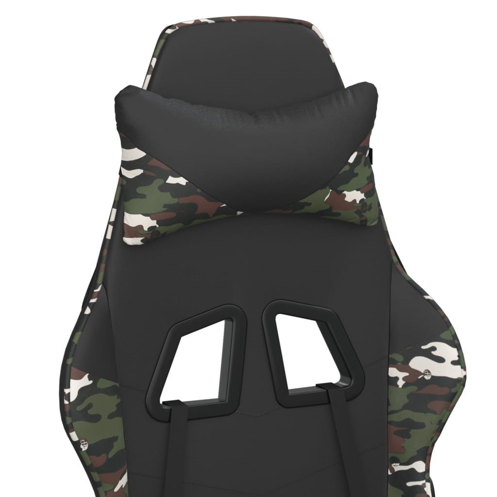 vidaXL Gaming-Stuhl Gamingstuhl mit Tarnfarben und St) (1 Schwarz und | Camouflage Schwarz Kunstleder Schwarz Massage Camouflage Fußstütze