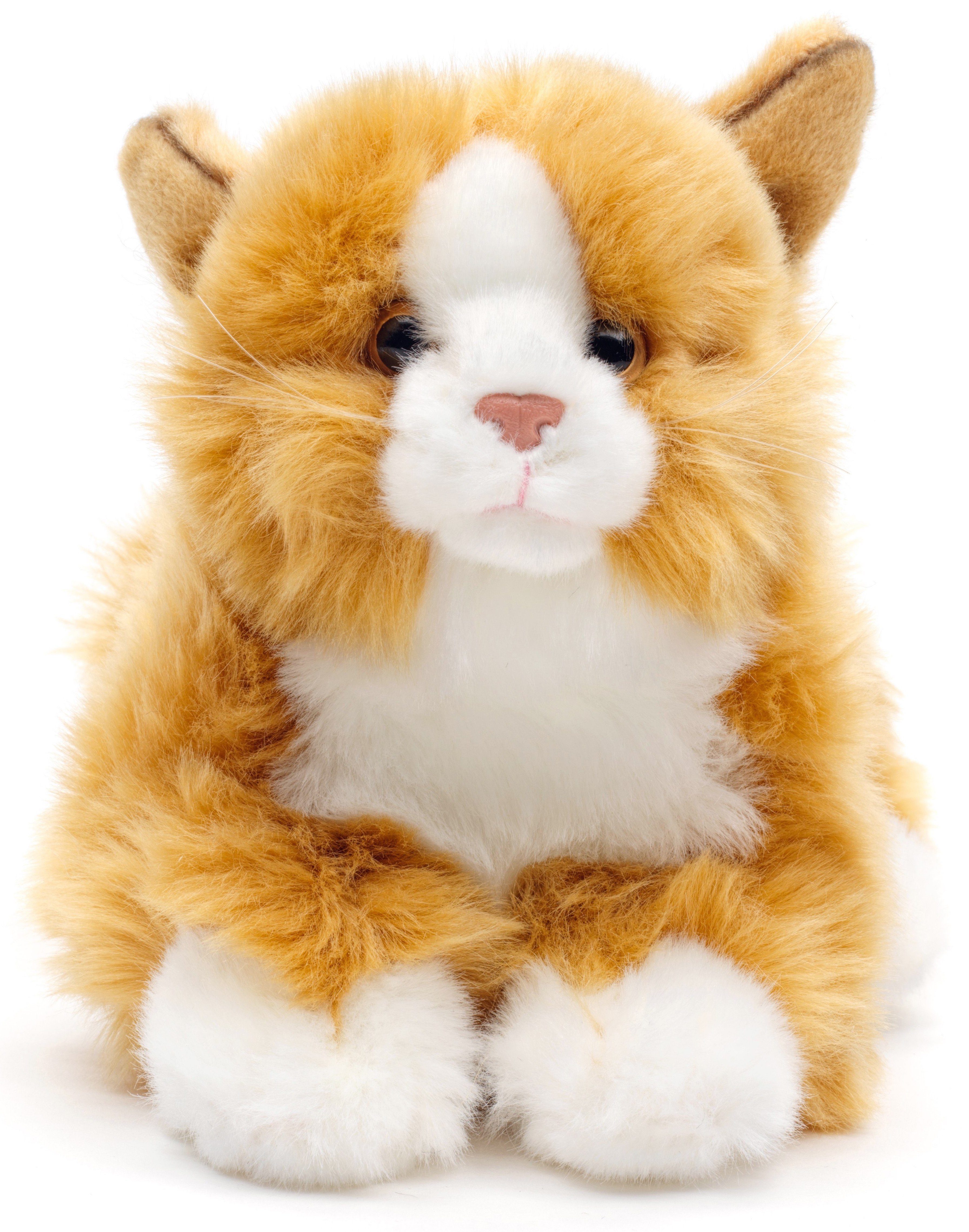 Uni-Toys Kuscheltier Katze, liegend - versch. Fellfarben - Länge 20 cm - Plüsch, Plüschtier, zu 100 % recyceltes Füllmaterial