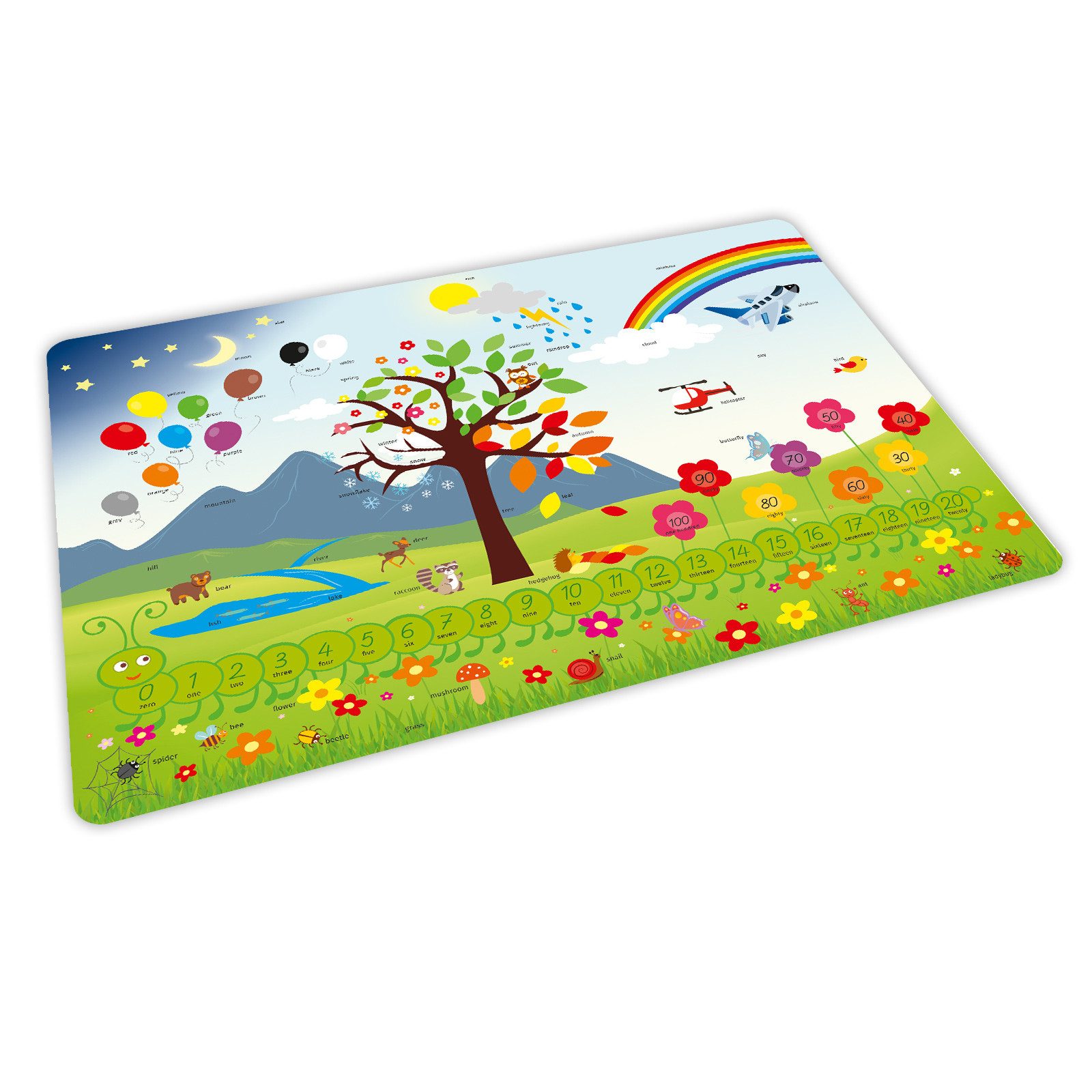 nikima Platzset stabiles Vinyl Tischset - Englisch Kinder Platzset abwaschbar, (1-St)
