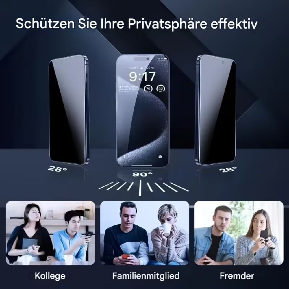 LIVINO Sichtschutzfolie 5x Privacy Panzerglas iPhone 17 Pro Max Sichtschutz Schutzfolie, (5er Panzerglas Set, Displayschutz Zubehör Set), Privacy Sichtschutz, 9H gehärtetes Glas, blasenfreie Installation