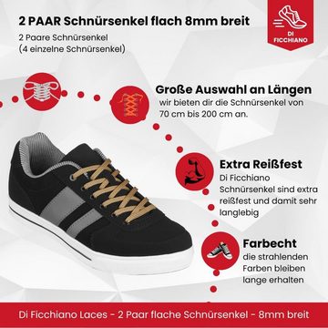 Di Ficchiano Schnürsenkel 2 Paar - Schnürsenkel flach 8mm breit reißfest aus Polyester