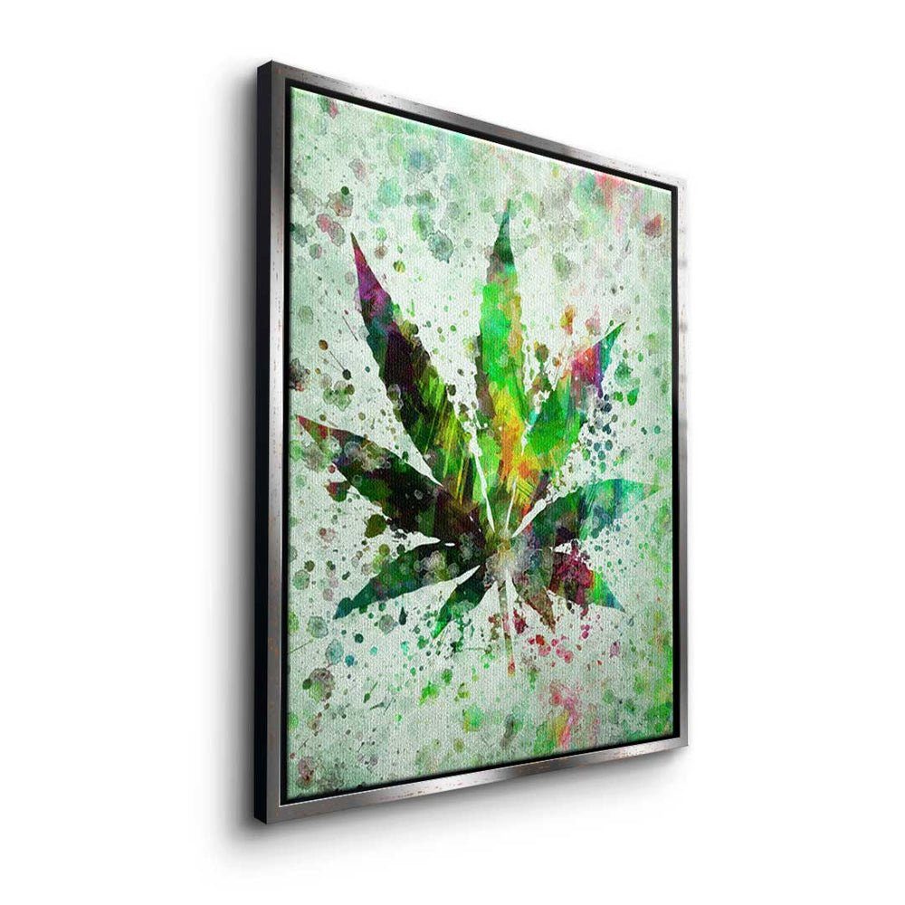 Art - Leinwandbild, Painting Mindset Premium - Leinwandbild Rahmen Motiva Cannabis DOTCOMCANVAS® - weißer Pop -