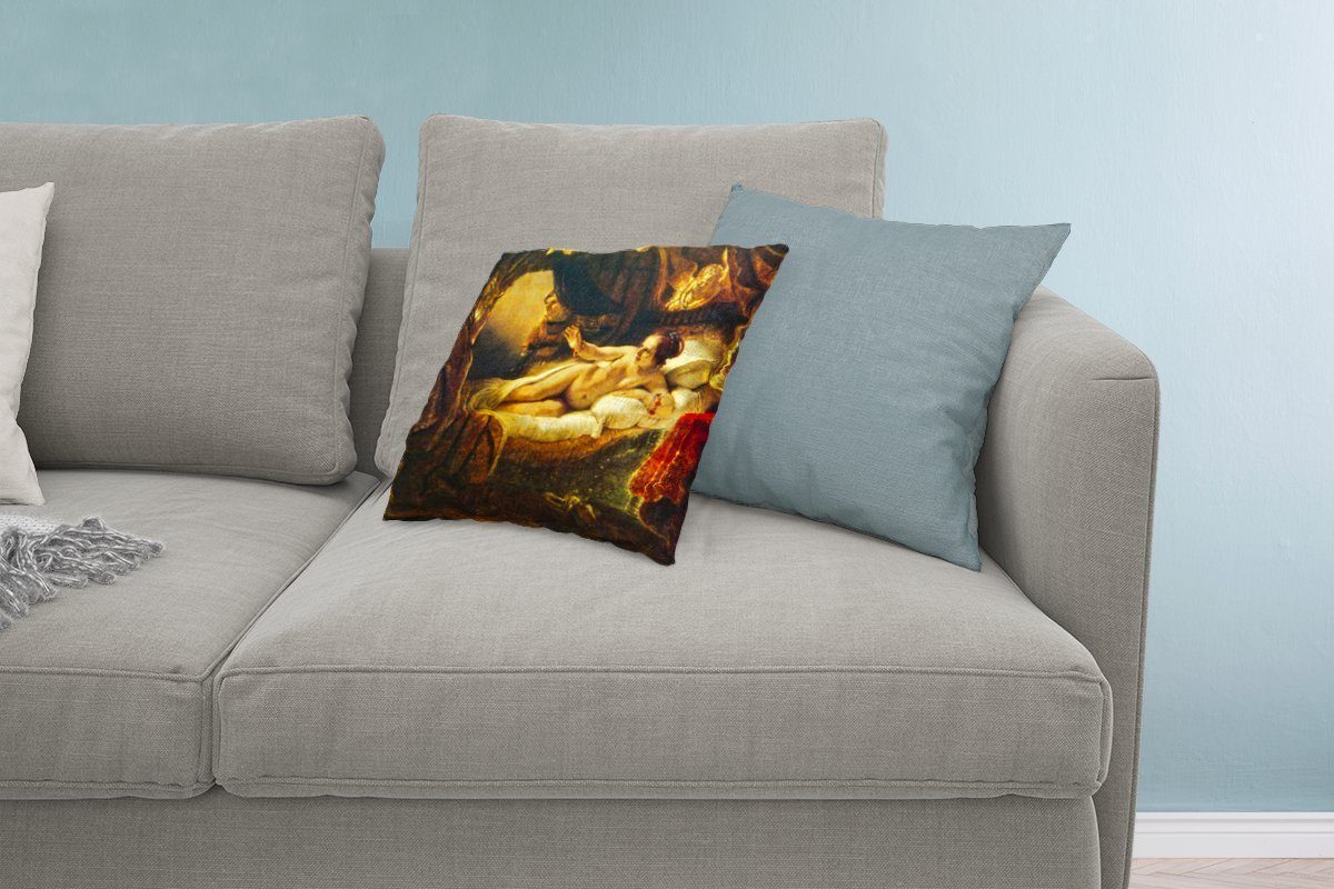 Deko, mit Schlafzimmer, Wohzimmer, - Dekokissen Zierkissen für Füllung MuchoWow van Gemälde Rijn, Danaë Rembrandt von Sofakissen