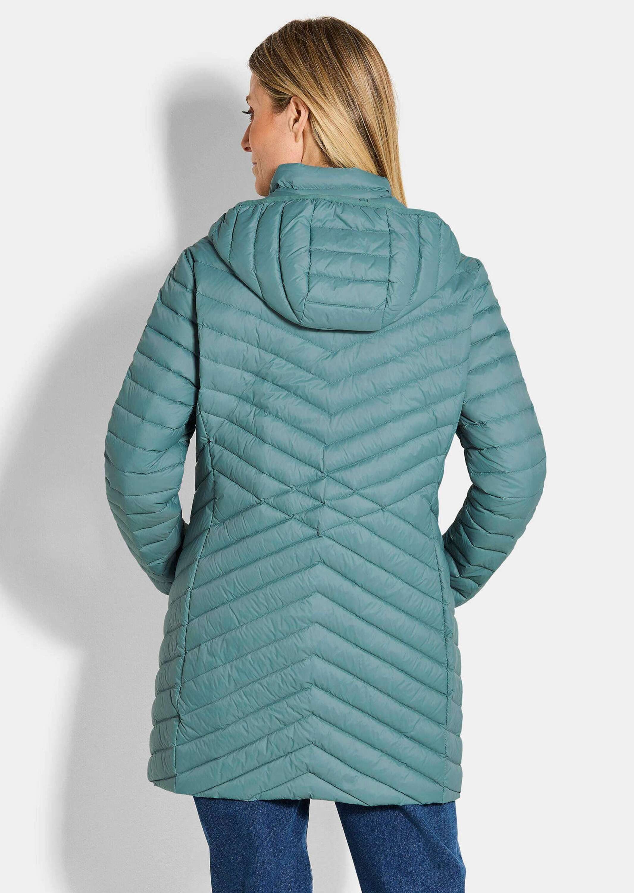 GOLDNER Winterjacke Gefütterter langer Mantel mit Kapuze Wintermantel in femininer Steppung mit Stehkragen und Taschen