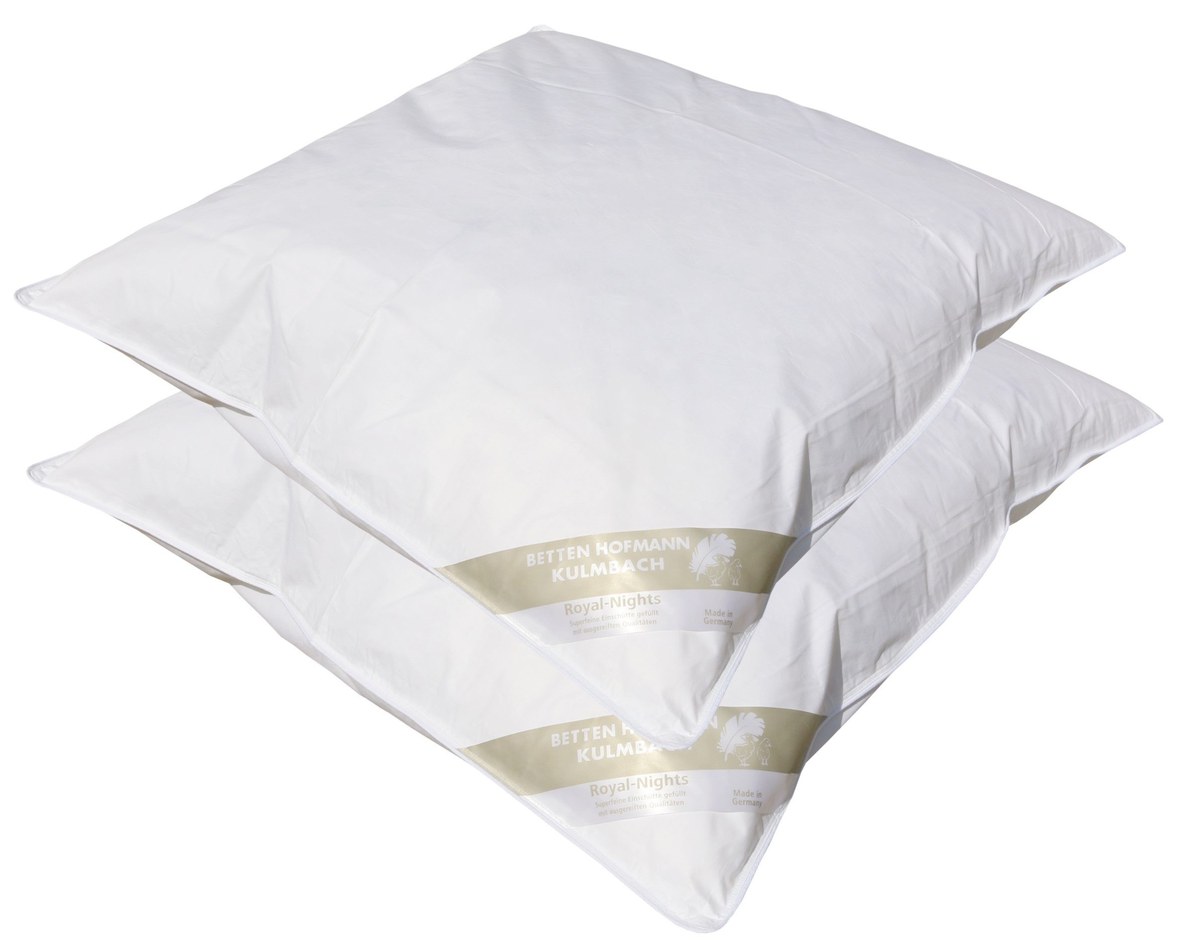 Betten Hofmann Kopfkissen 2 Stück Betten Hofmann Canada Flachkissen 80x80 cm Kinderkissen 450 g, Füllung: 70% Federn, 30% Daunen, Bezug: 100% Baumwolle, Bauchschläfer, 2-tlg., anschmiegsam, made in Germany, allergikergeeignet