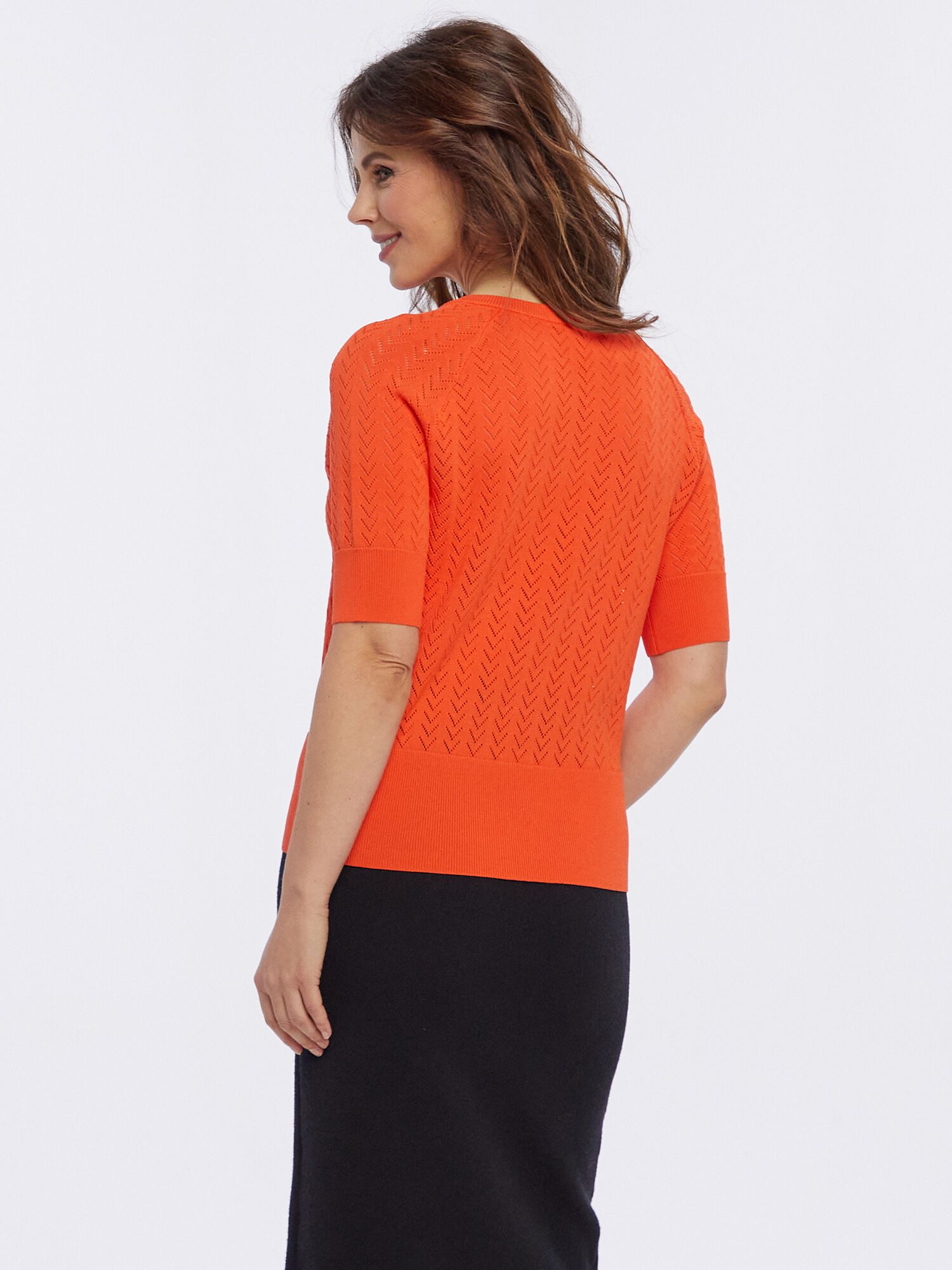 PUNTO & FILO Kurzarmpullover Strickshirt Figurumspielend günstig online kaufen