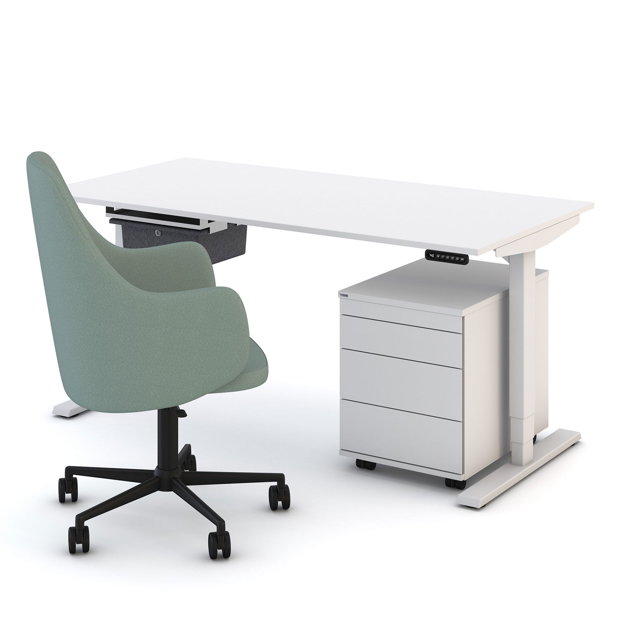 ASSMANN Büromöbel Rollcontainer Pontis, (fertig montiert, für Büro und Homeoffice), TÜV-zertifiziert, Blauer Engel, FEMB Level 3