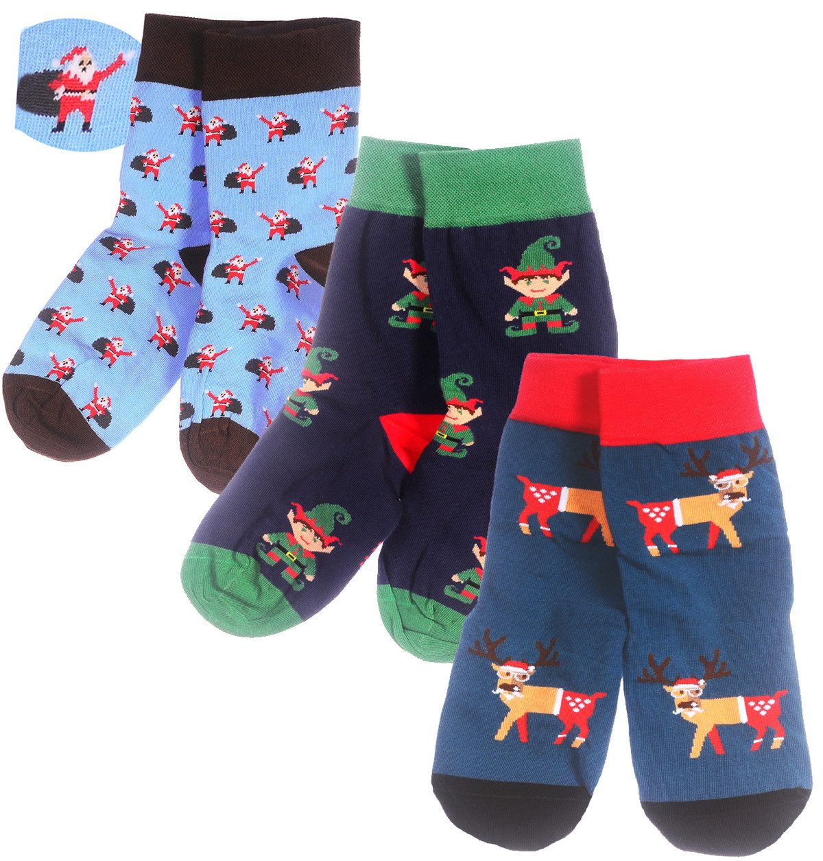 Socken Weihnachtssocken Geschenk Set 3 Paar socks Strümpfe unisex