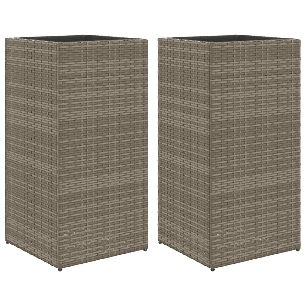 vidaXL Blumentopf Pflanzkübel 2 Stk. Grau 40x40x80 cm Poly Rattan (2 St)
