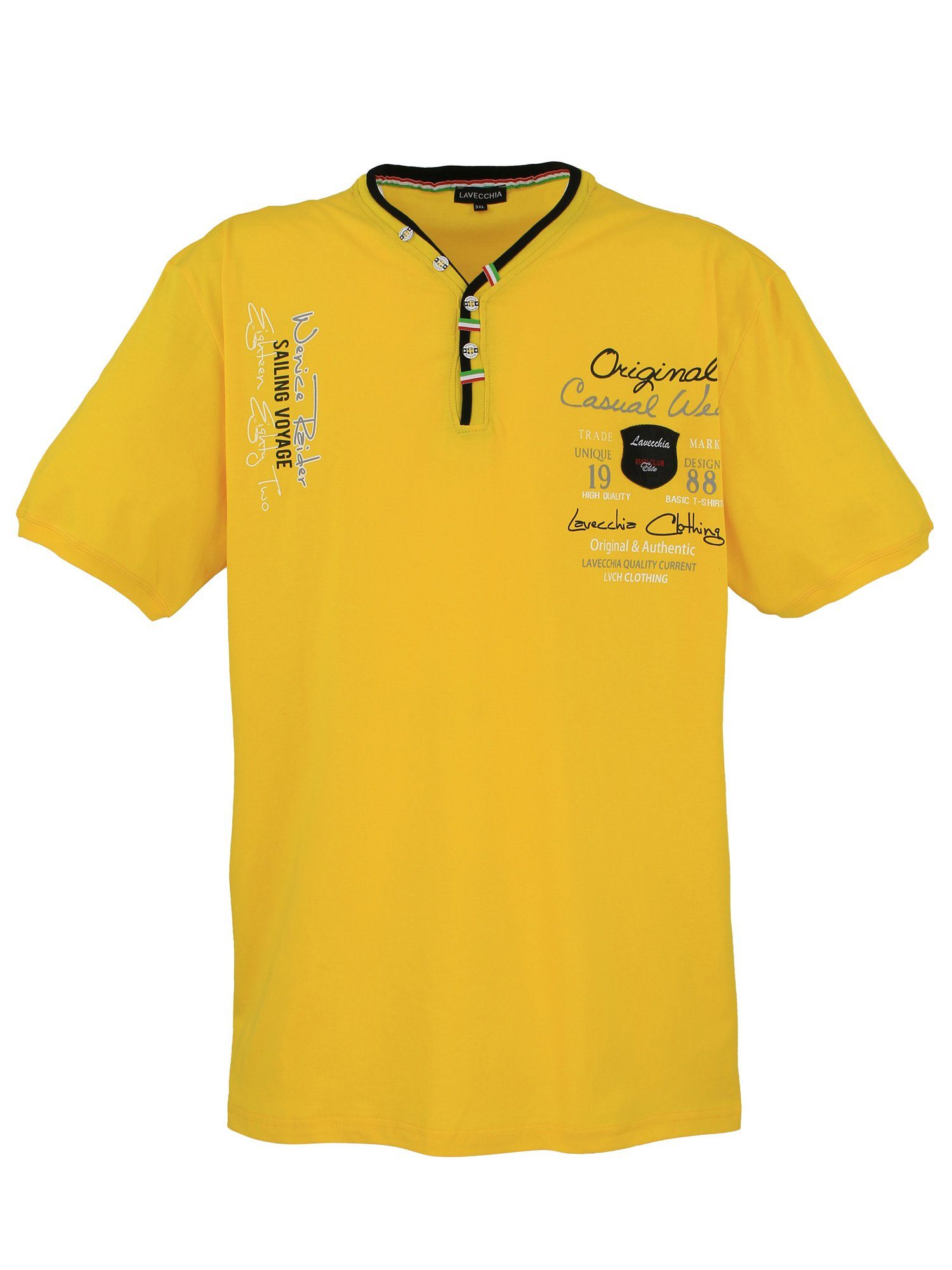 V-Ausschnitt LV-2042 V-Shirt Herrenshirt Übergrößen gelb T-Shirt Lavecchia Herren