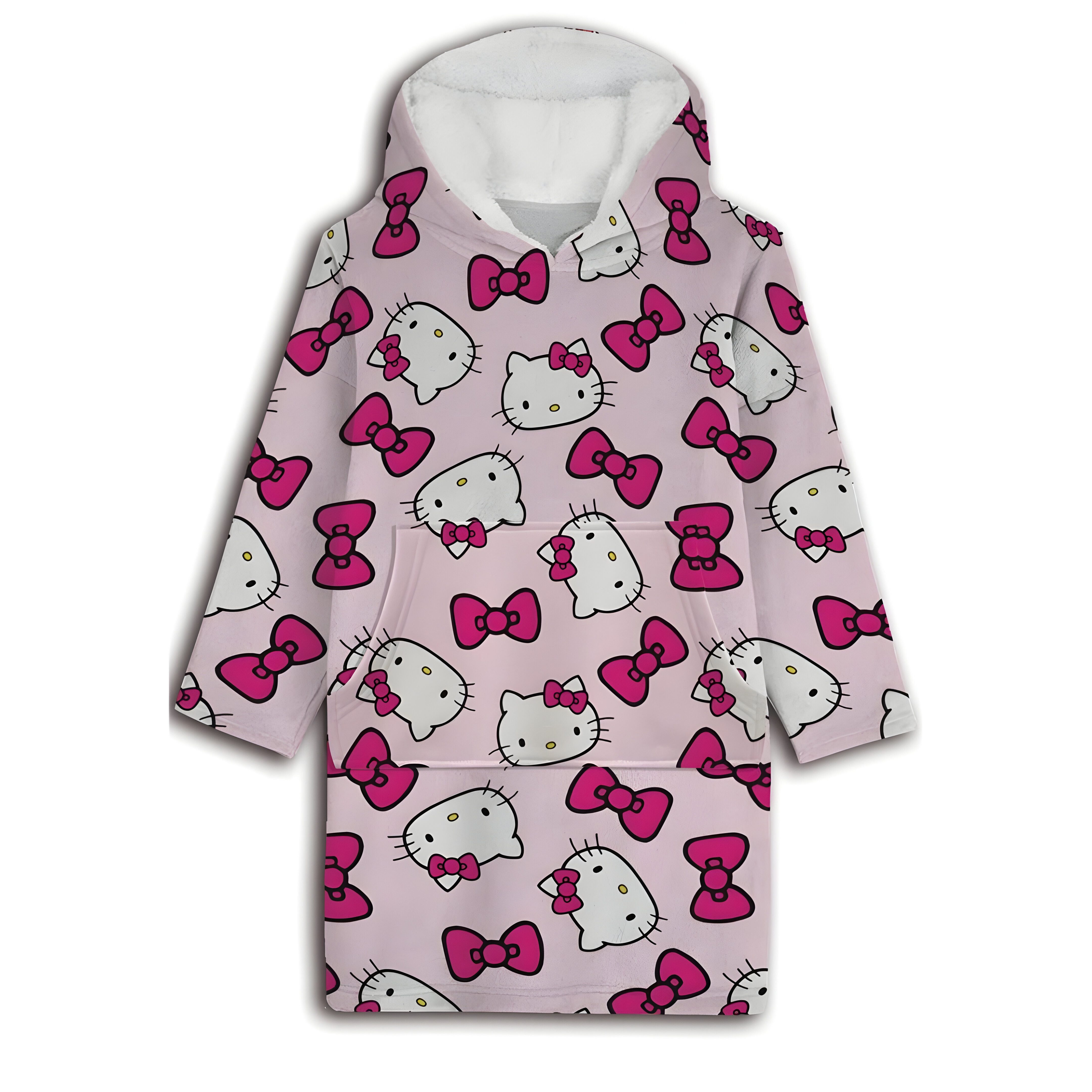 Hello Kitty Sweatponcho Hello Kitty Kinder Kuschelponcho mit Ärmeln Kapuze Tasche (1-tlg) Gr. 7 bis 14 jahre