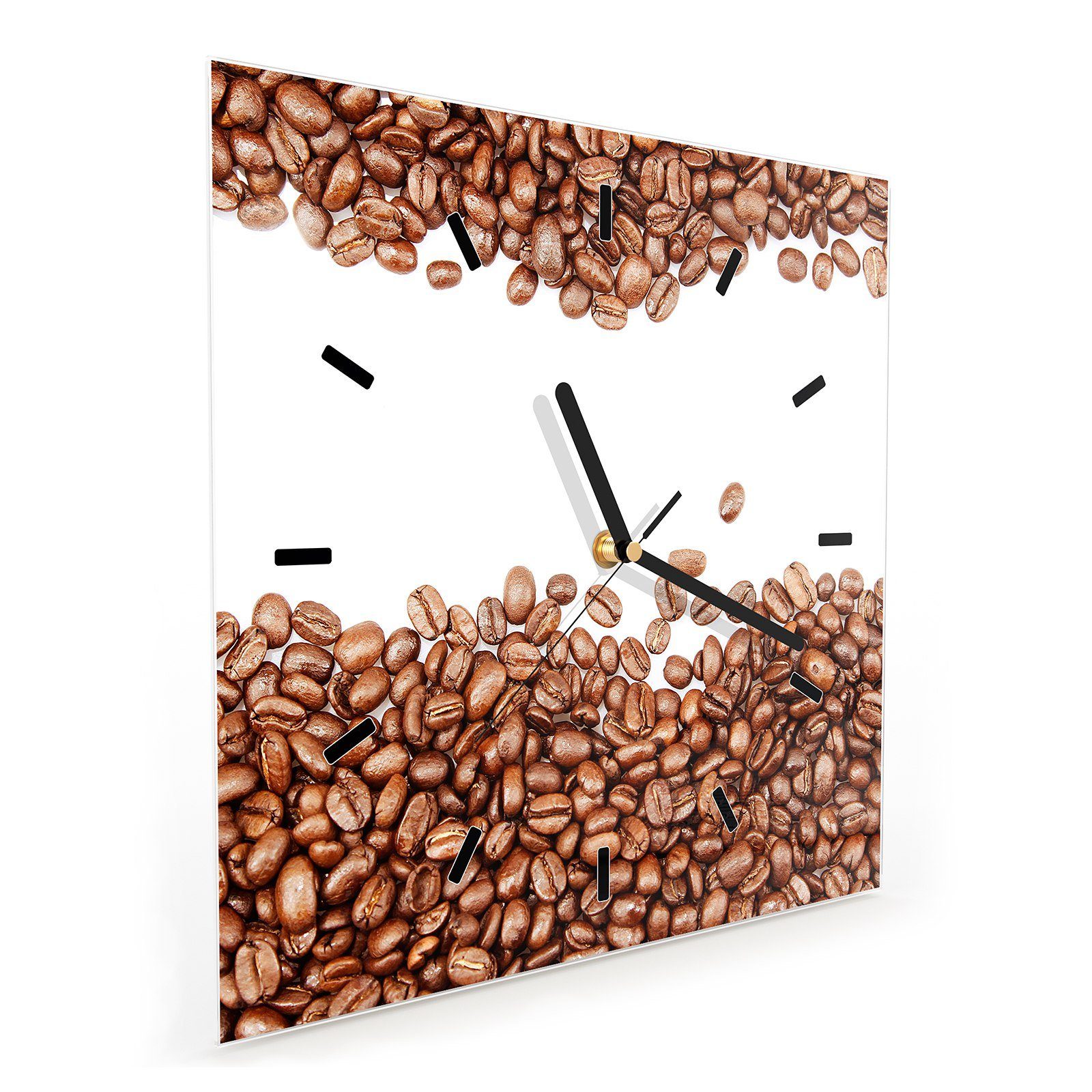 mit 30 cm Wandkunst Motiv Wanduhr Größe Kaffeebohnen Primedeco Wanduhr x 30 Nahaufnahme Glasuhr