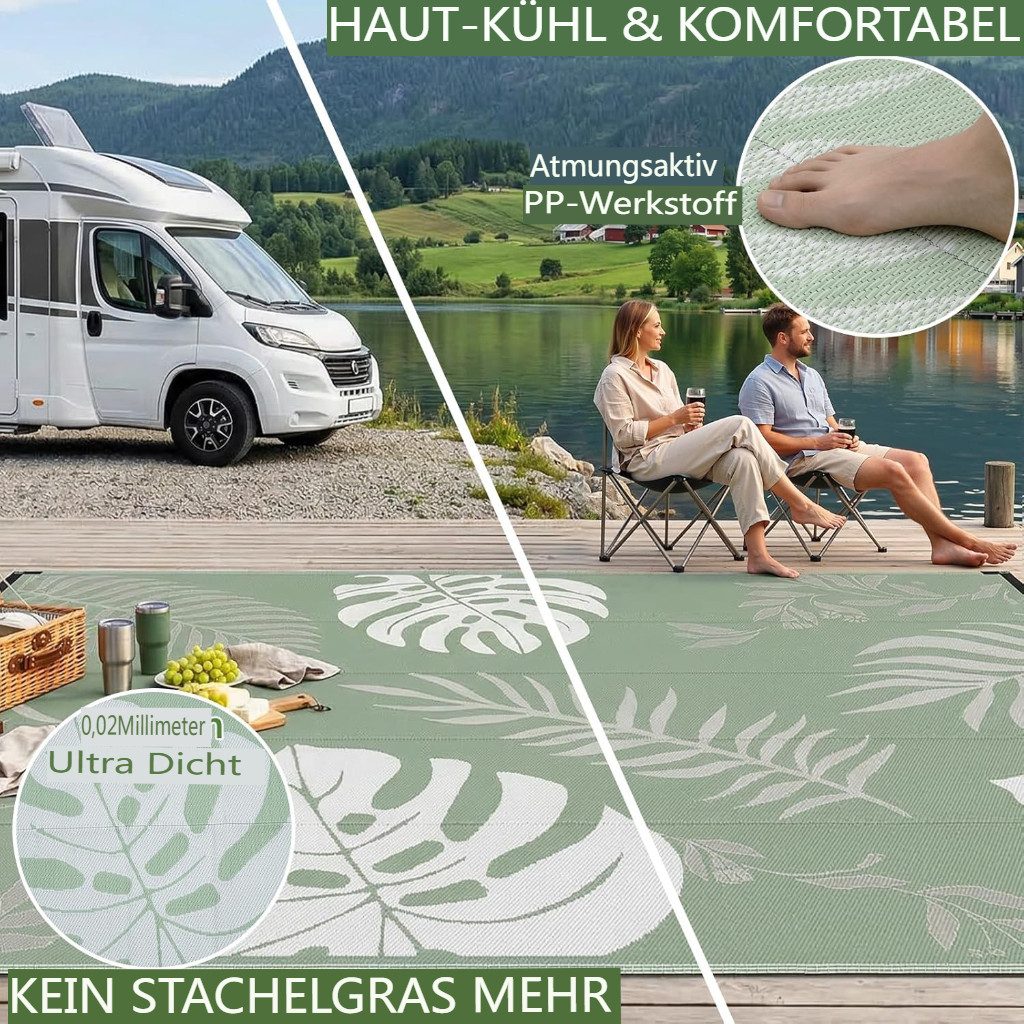 GOTGELIF Outdoorteppich 270 x 550cm Extra Größe Teppich für Balkon, Terrasse, Pool, Camping, Rechteckig, Höhe: 3 mm, Boho-Stil Flachgewebe, Doppelseitig, Wetter – Bild 3 von 5