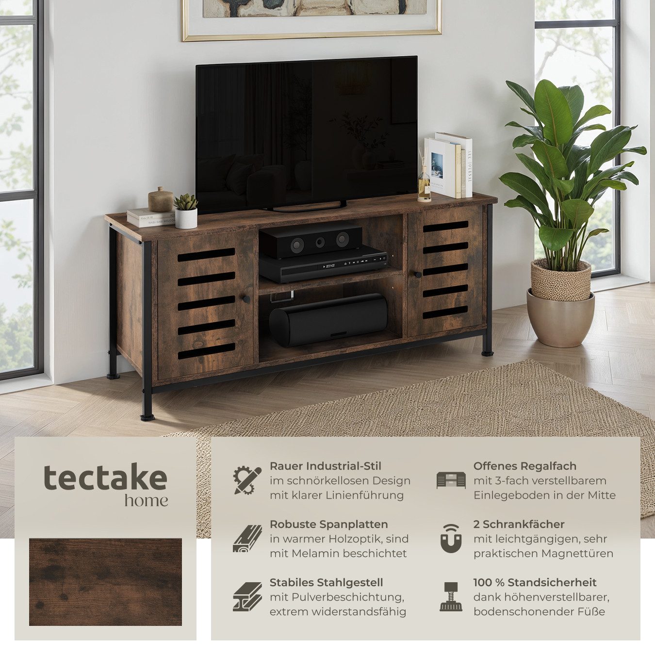 tectake Lowboard TV-Board, Industrial Style günstig online kaufen