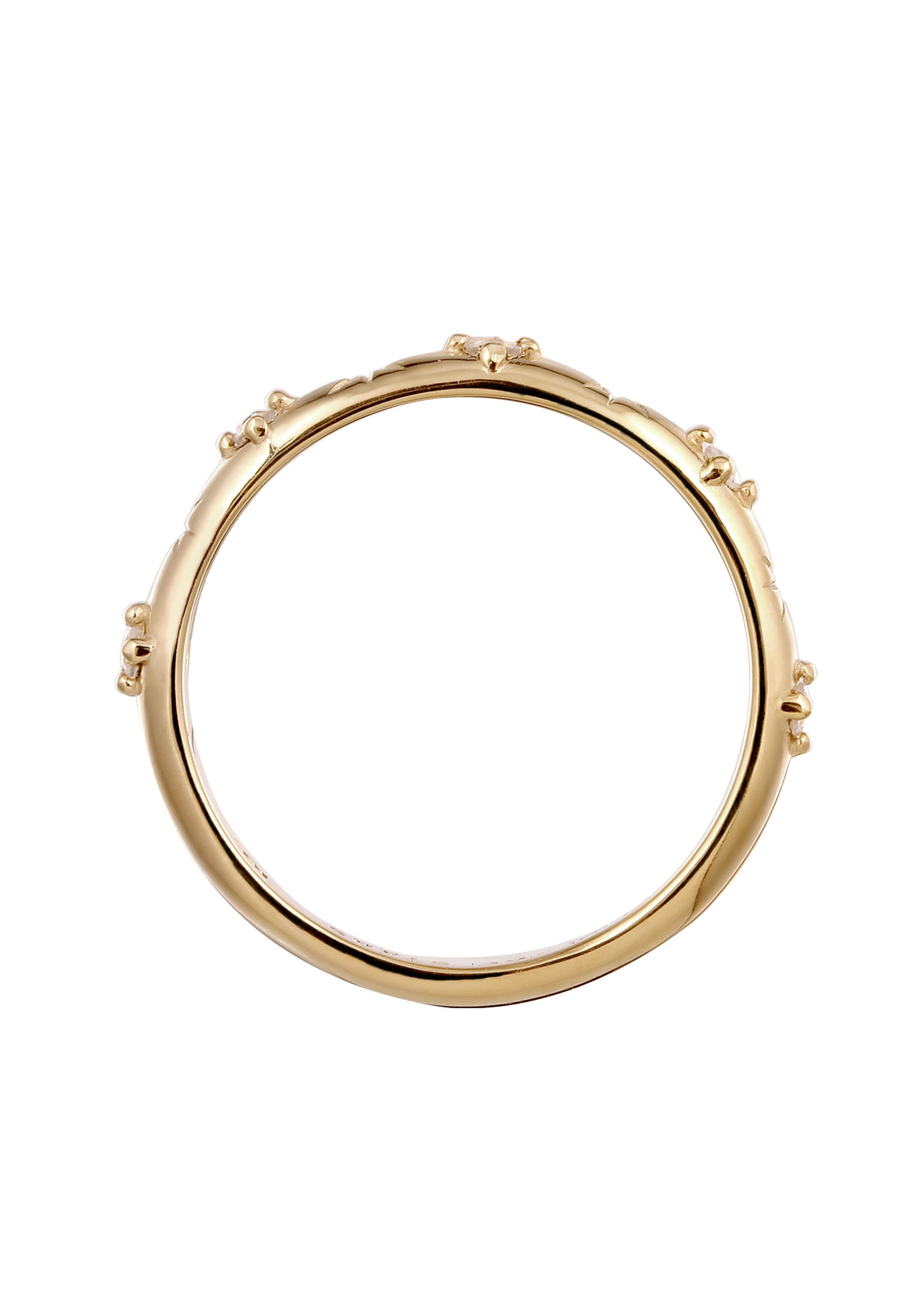 HAZE & GLORY Fingerring Bandring Stern Mondstein Regenbogen 375 Gelbgold