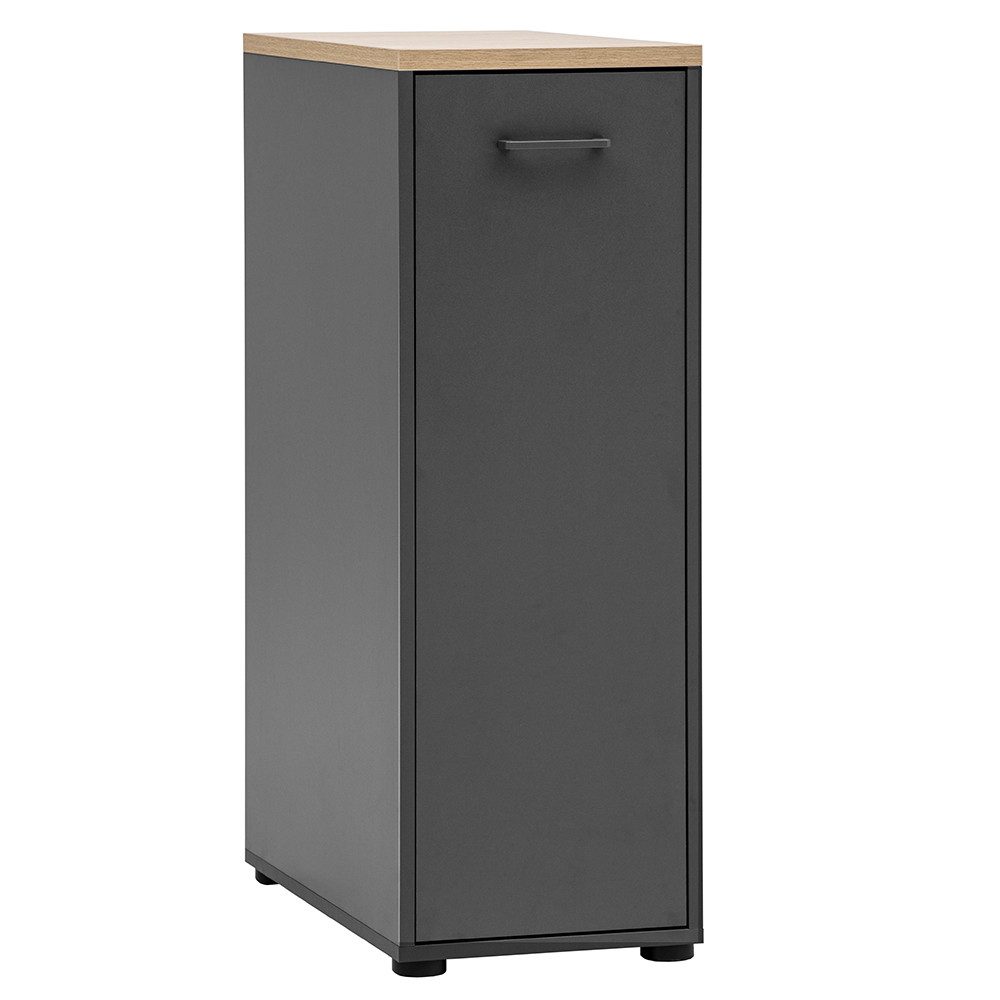 Lomadox Apothekerschrank STOBY-80 in anthrazit mit Eiche, 2 Fächern, Metallgriff