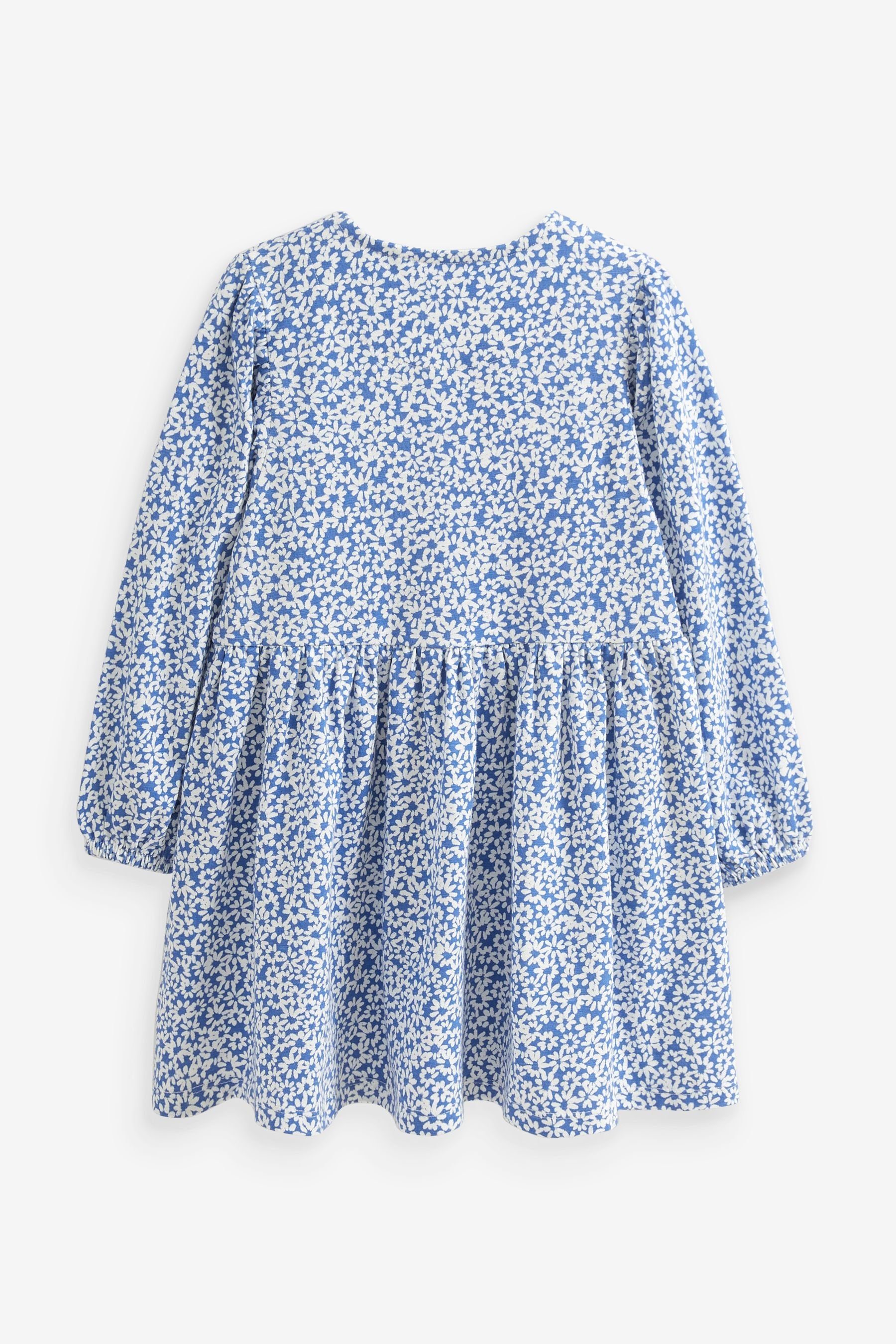 Next Jerseykleid Blue/White Daisy Langärmeliges Print Flower Jerseykleid (1-tlg)