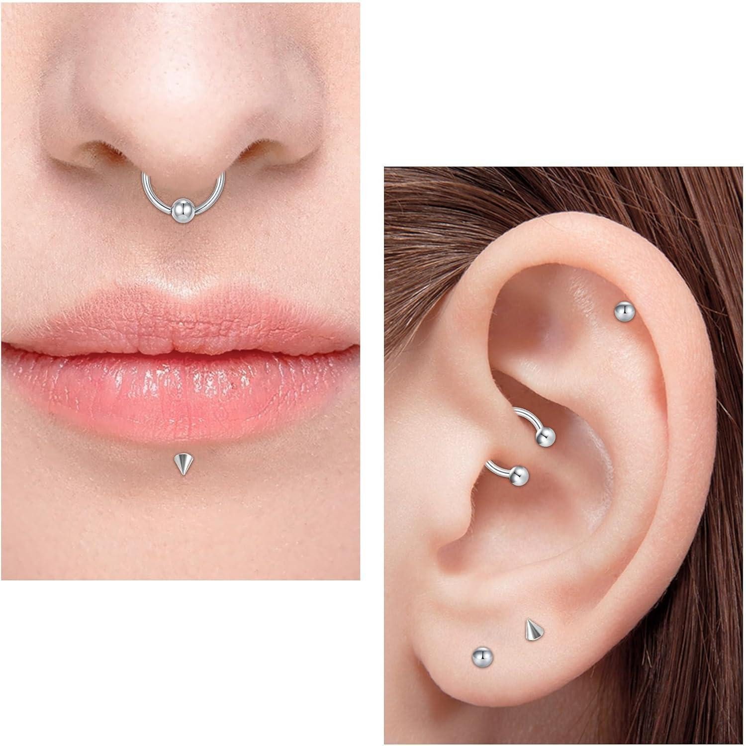 Briana Williams Piercing-Set Lippenpiercing Set Edelstahl Stud Ring Tragus Helix Piercing