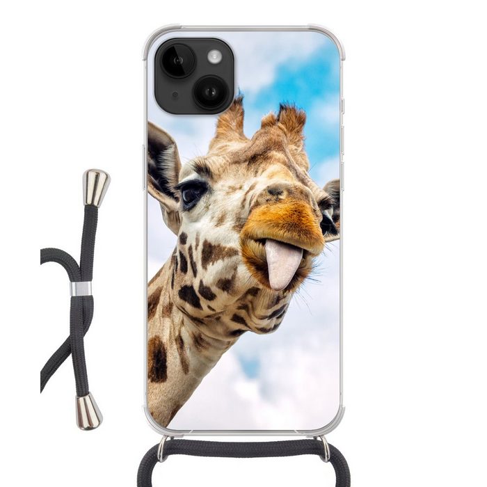 MuchoWow Handyhülle Giraffe - Lustig - Zunge - Kinder - Jungen - Mädchen - Kind Handyhülle Telefonhülle Apple iPhone 14