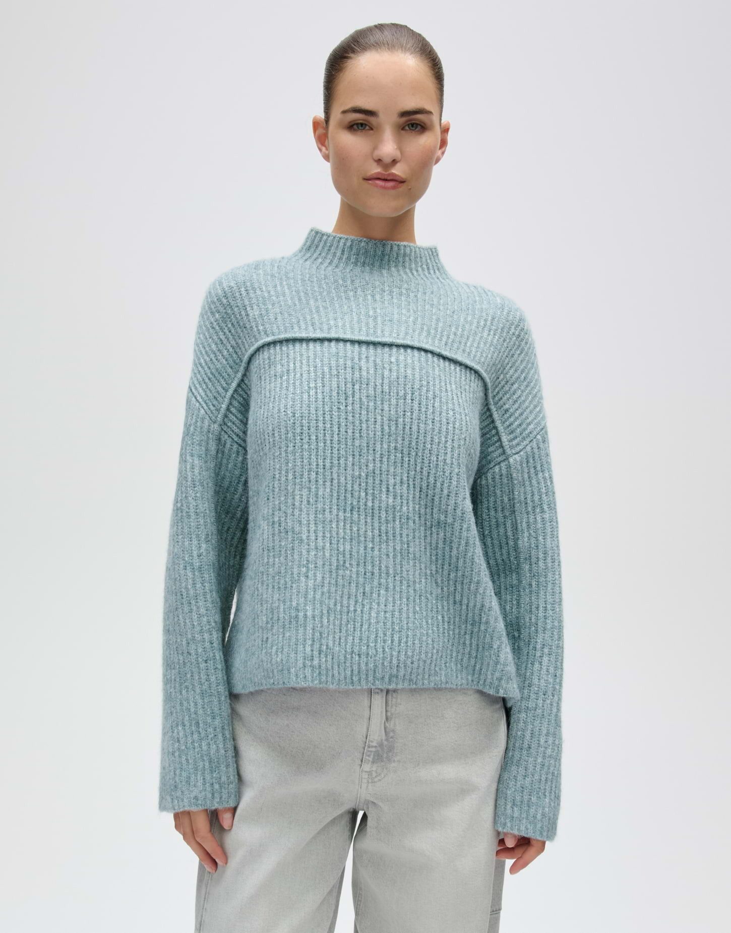 OPUS Strickpullover Poffa aus Rippstrick mit flauschiger Struktur Weite Silhouette mit flauschiger Rippstruktur und Biesendetail