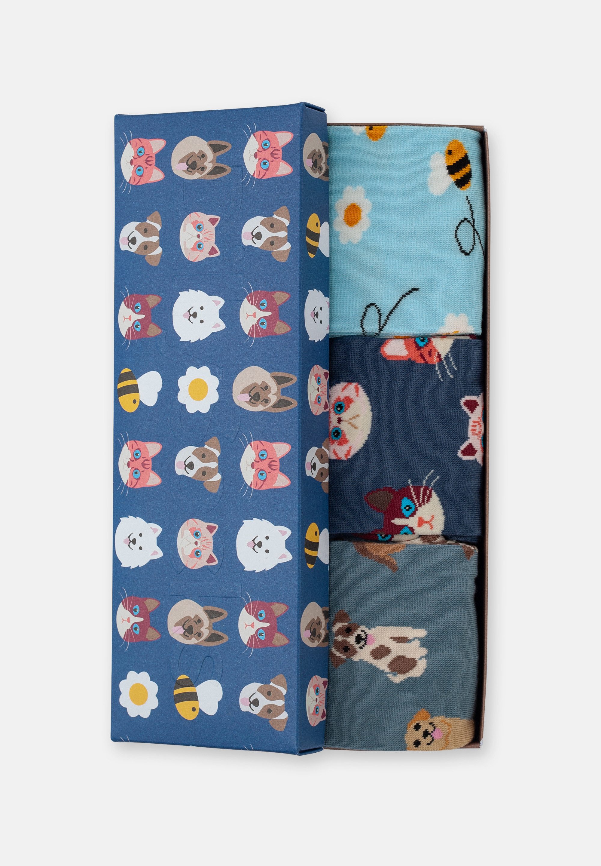 DillySocks Basicsocken Cute Animal Crew (3er Box) Aus Baumwolle & recyceltem Polyamid