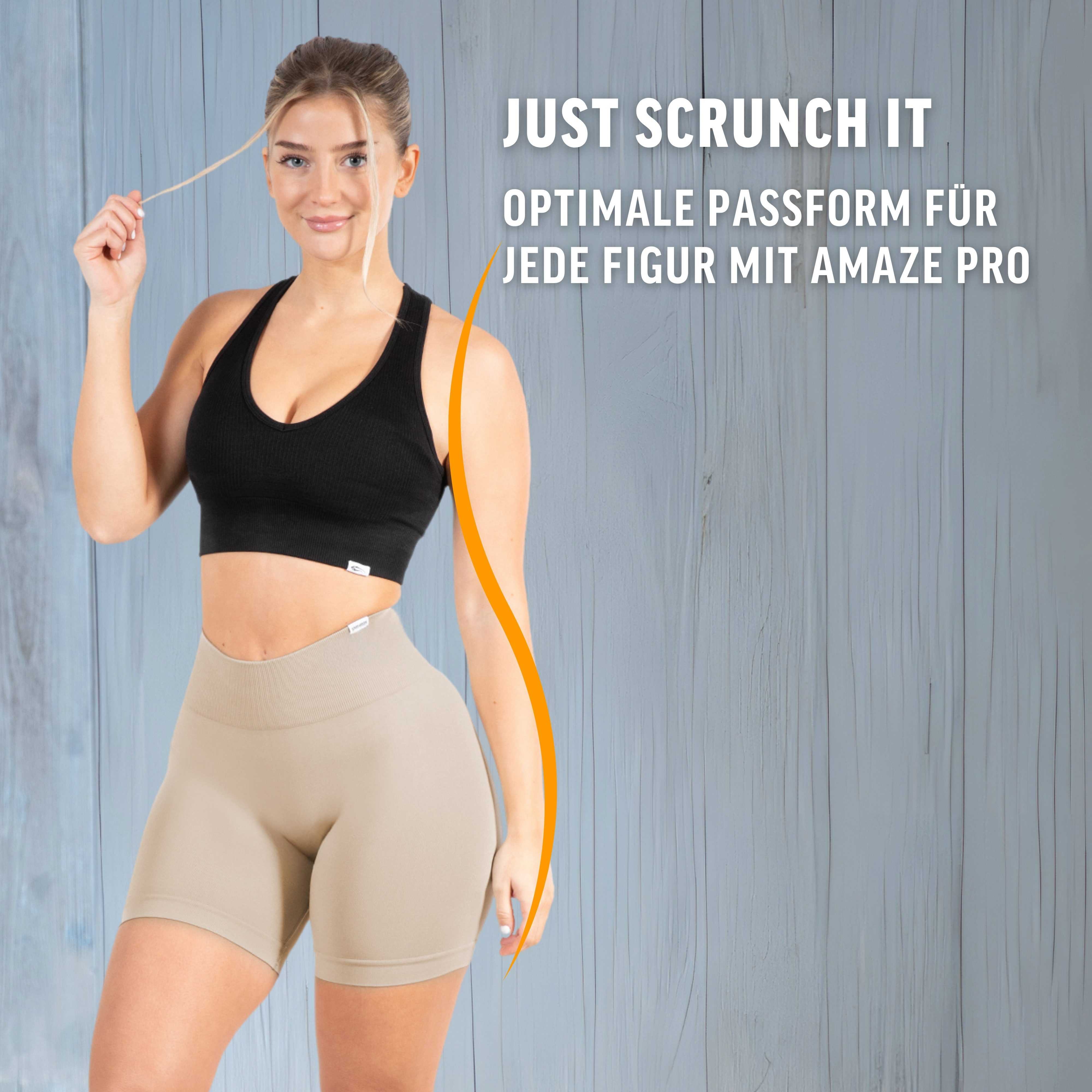 Smilodox Shorts Amaze Pro, Shaped Fit Push Up Booty Radlerhose V-Shape Seamless High Waist Hotpants Scrunch-Effekt Squatproof Gym Yoga Alltag