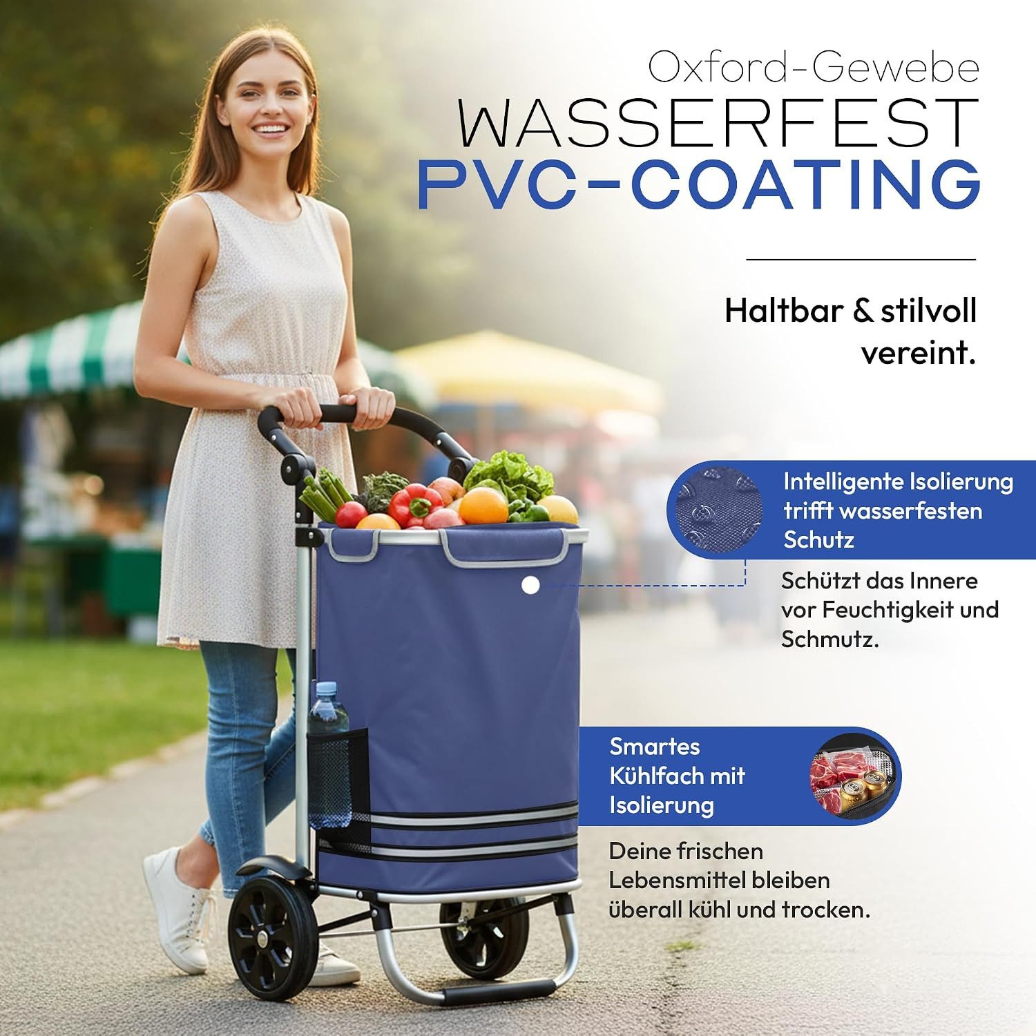 Dimono Einkaufstrolley Dimono 3-in-1 Einkaufstrolley mit Kühltasche – faltbar & praktisch, 56 l, Klappbarer Transportwagen – Bild 5 von 5