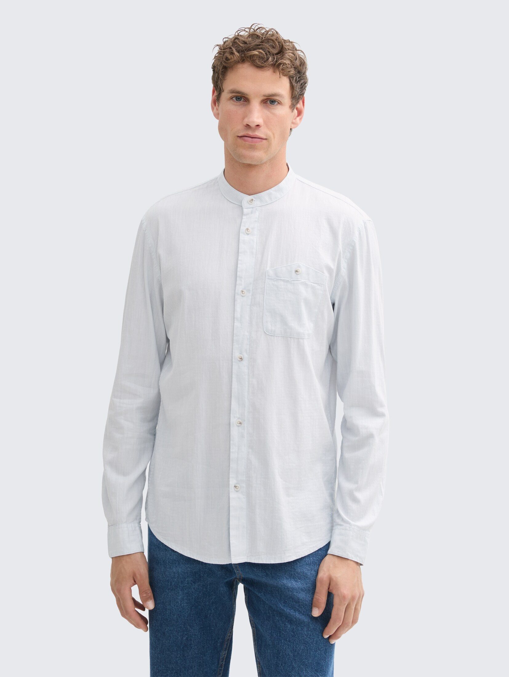 TOM TAILOR Denim Langarmhemd Blusen & Shirts Basic Fit Hemd mit Stehkragen