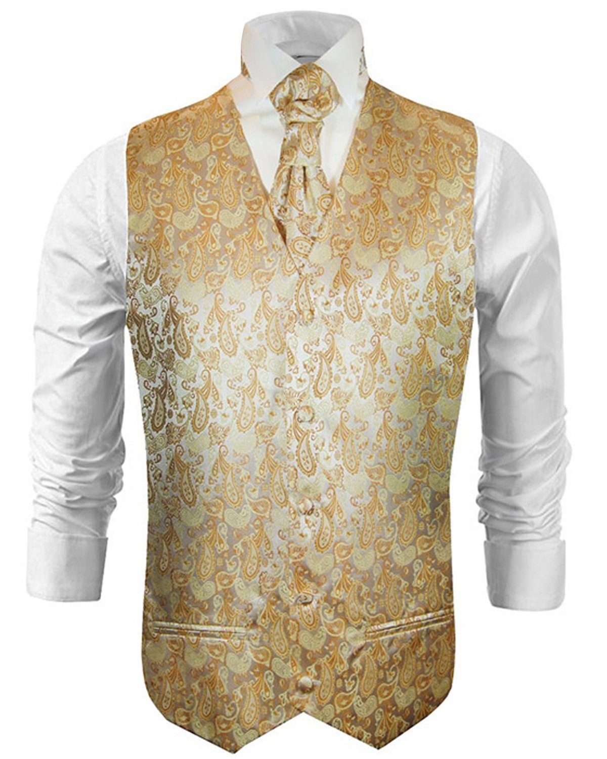 Paul Malone Anzugweste Herren Hochzeitsweste mit Plastron Set 2tlg paisley günstig online kaufen