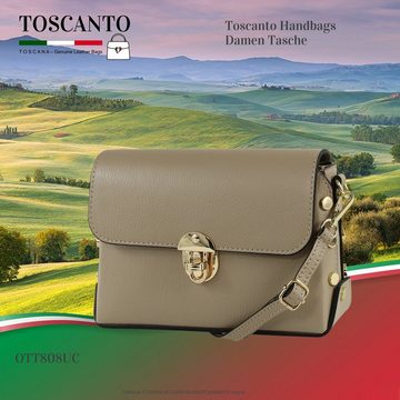 Toscanto Umhängetasche Toscanto Tasche taupe, beige (Umhängetasche), Damen Umhängetasche Leder, taupe, beige, Größe ca. 22cm