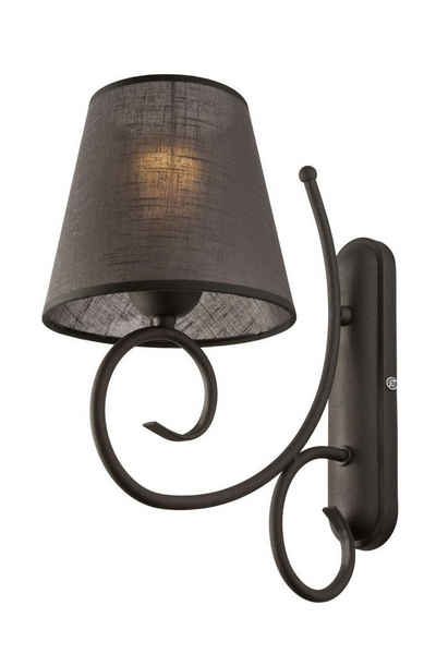 Licht-Erlebnisse Wandleuchte PURAHT, ohne Leuchtmittel, Wandleuchte Anthrazit Metall Stoffschirm gemütlich Schlafzimmer Lampe