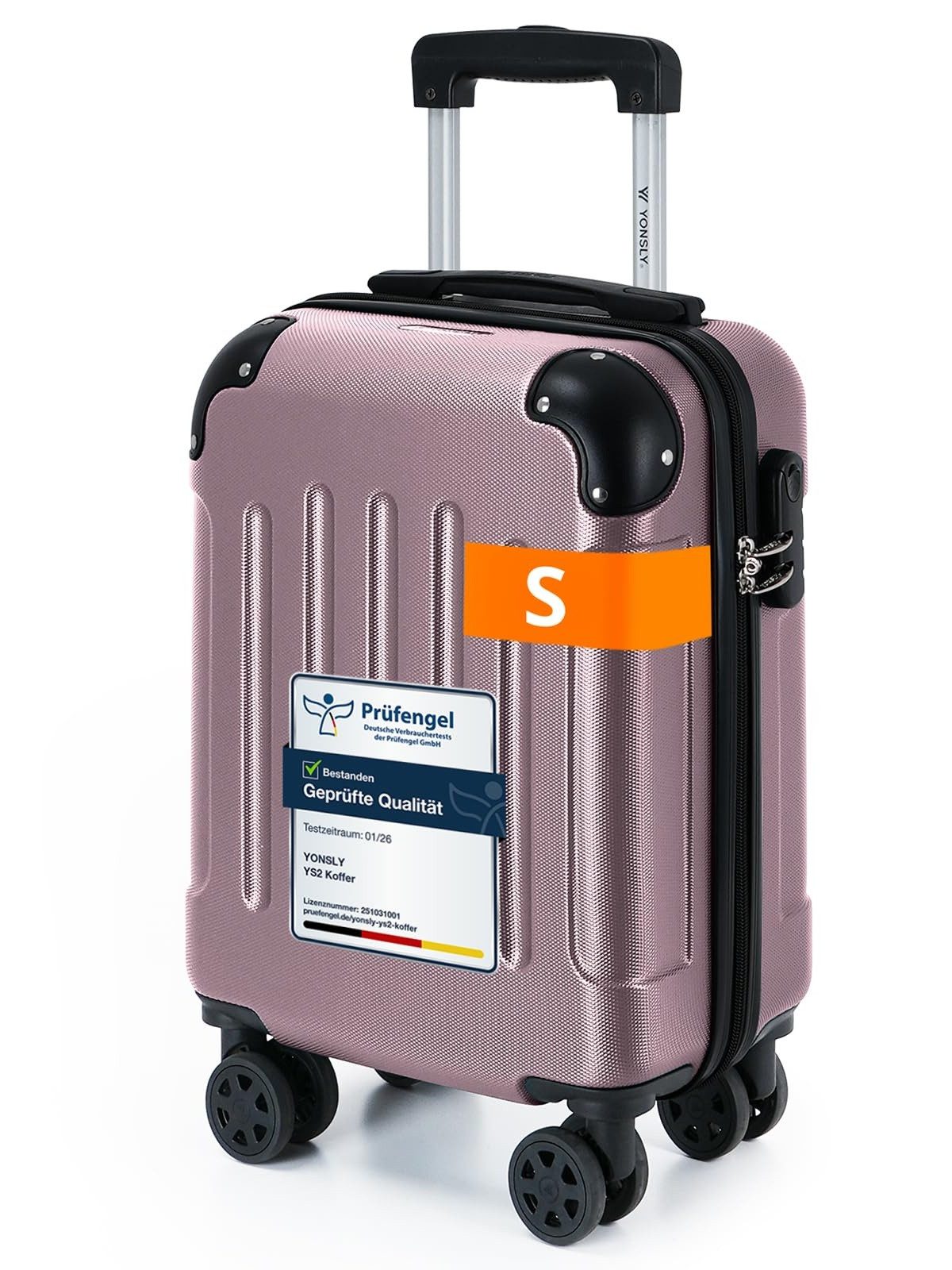 YONSLY Hartschalen-Trolley Hartschalen-Reisekoffer Trolley Rollkoffer in S/M/L/XL Größen, 4 Rollen, mit 360°-Lenkrollen, Zahlenschloss und mehrstufigem Teleskopgriff