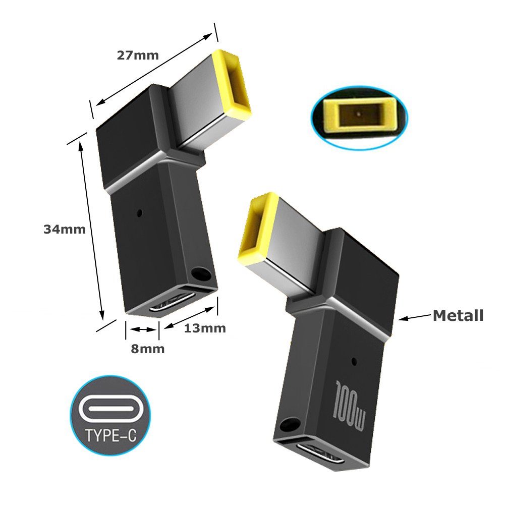 Bolwins K03 USB 3.1 Type-C zu DC mit PD Kabel Adapter für IBM Lenovo Thinkpad Notebook-Adapter DC-Stecker 11,0 x 4,0 mm zu USB 3.1 Type-C Buchse, 0 cm, Integrierter PD-Emulator, kompakte Bauform