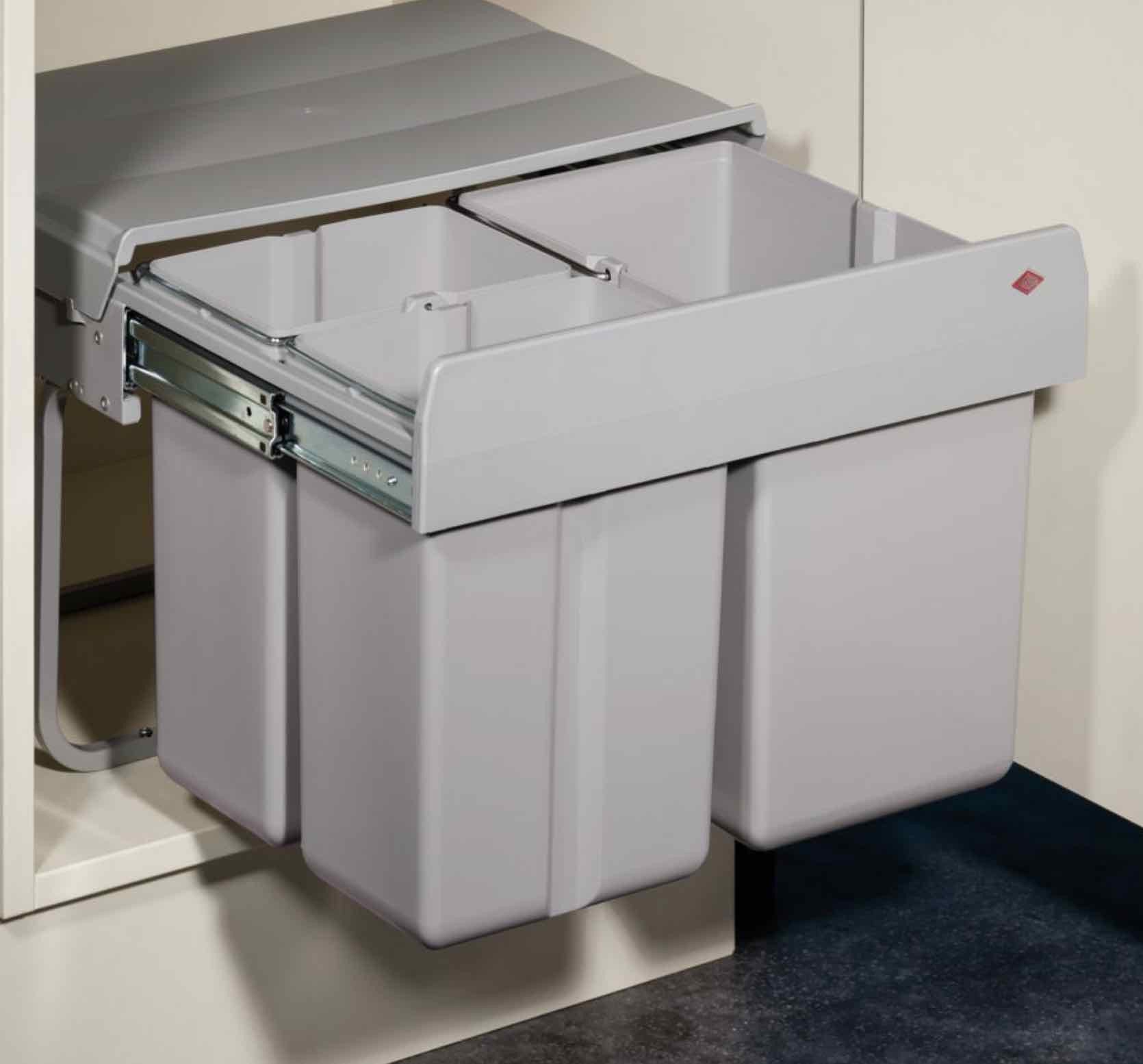WESCO Einbaumülleimer WESCO® Traditionline Trio-Shorty 345 K/500-3, alugrau, 30 l