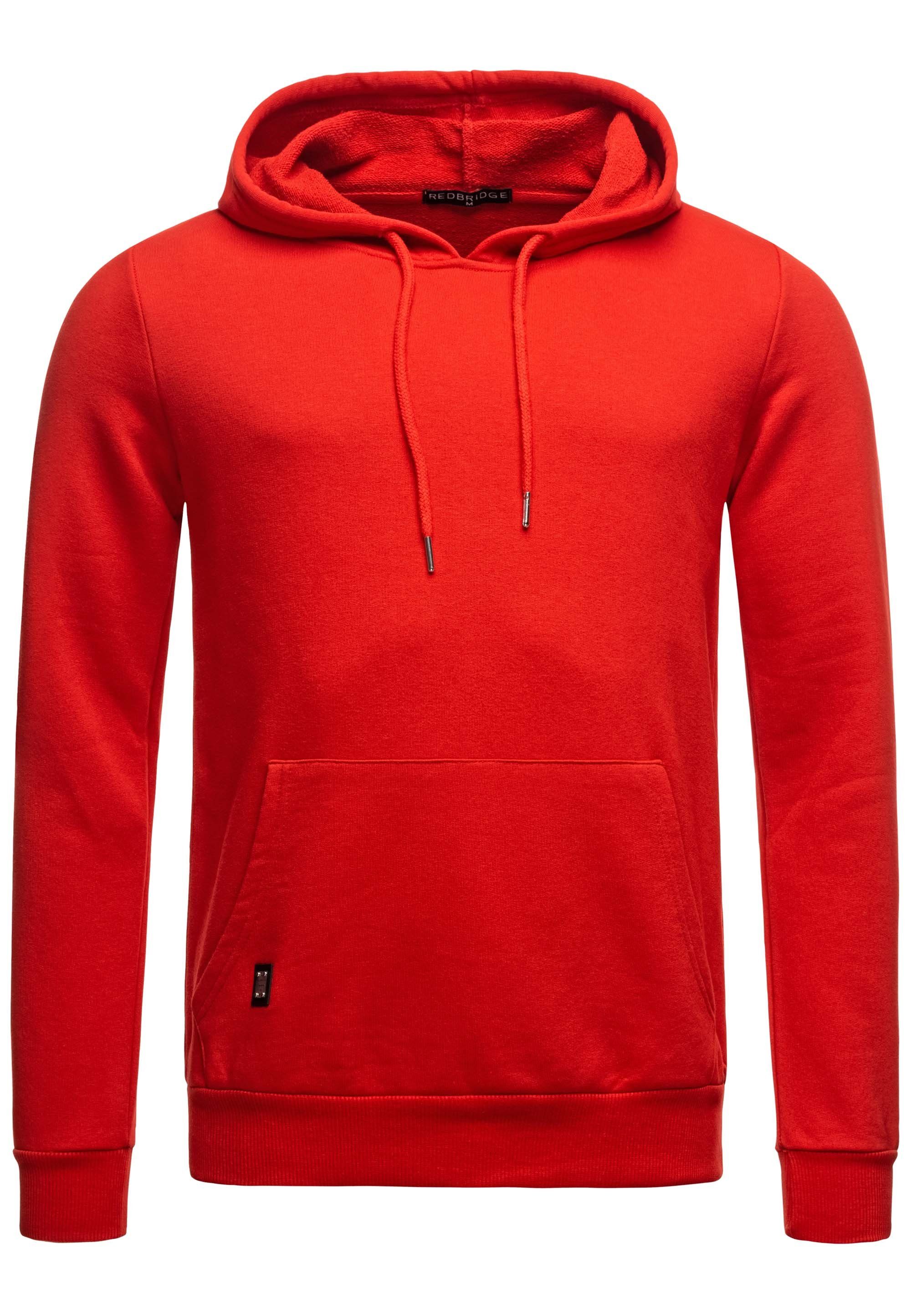 RedBridge Kapuzensweatshirt Hoodie mit Kängurutasche Premium Qualität Rot