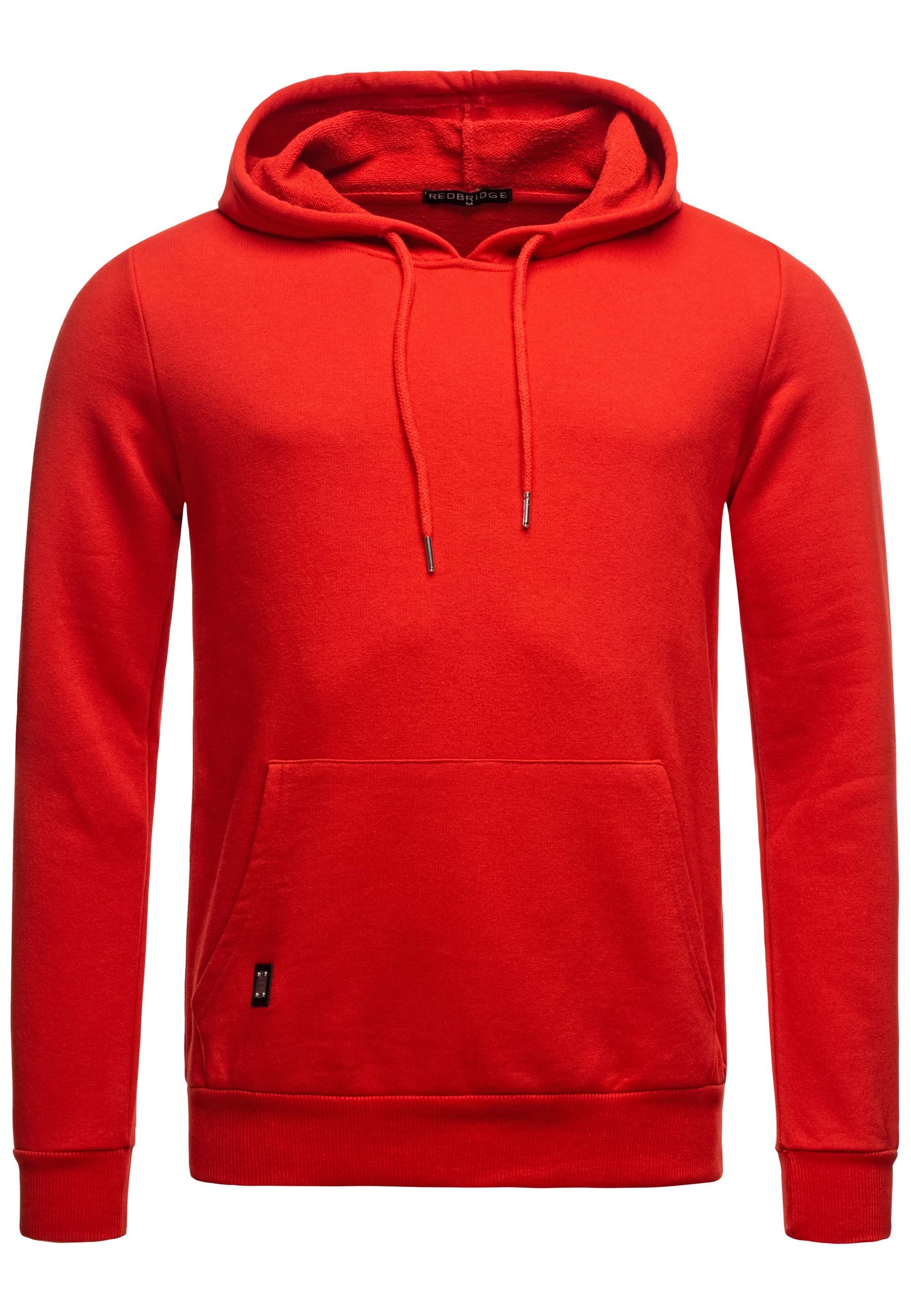 RedBridge Kapuzensweatshirt Hoodie mit Kängurutasche Qualität Premium Rot