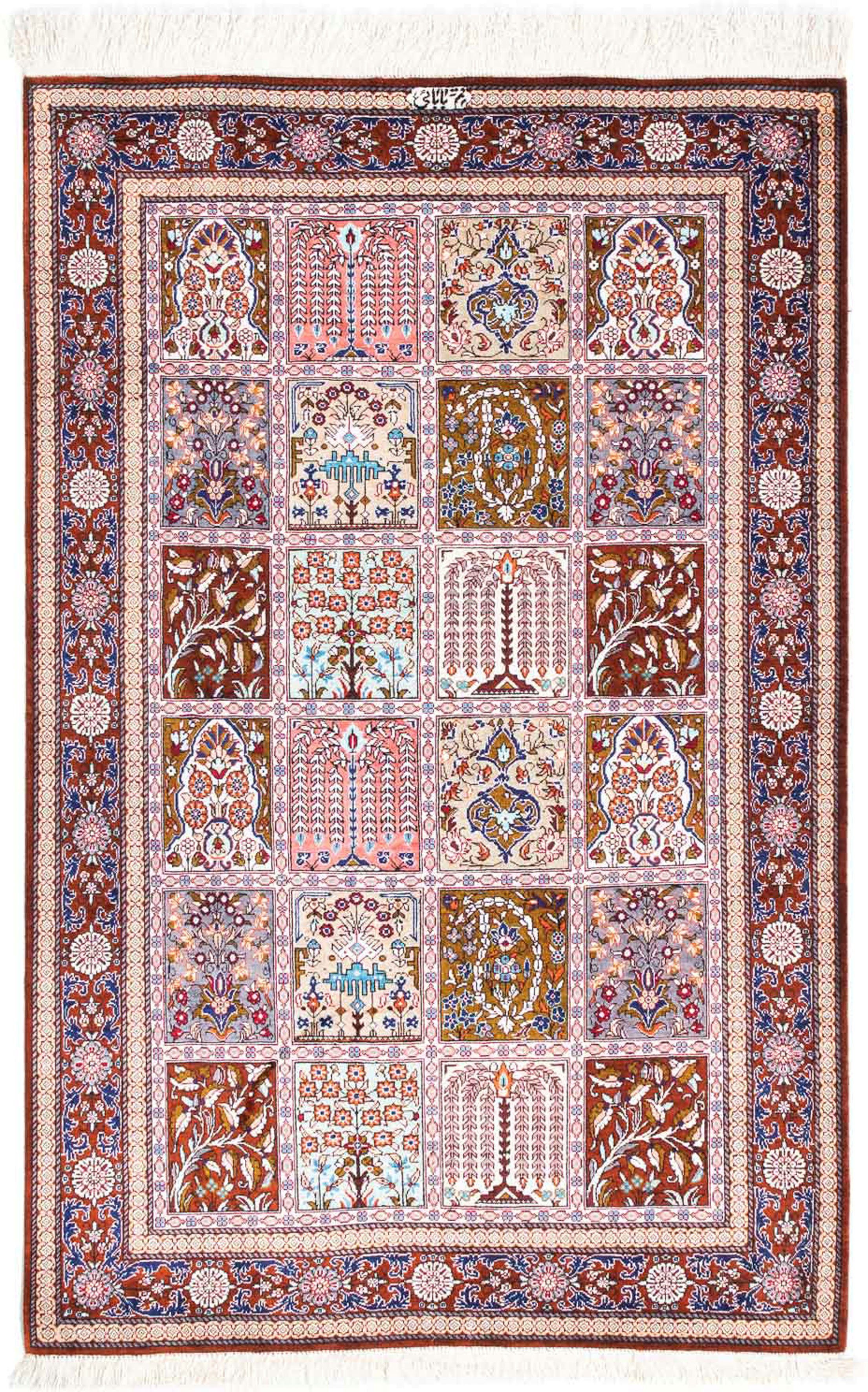 Einzelstück 10 - x - mehrfarbig, 77 Ghom 122 Perser Zertifikat morgenland, mm, Höhe: Orientteppich mit Handgeknüpft, - rechteckig, Wohnzimmer, cm