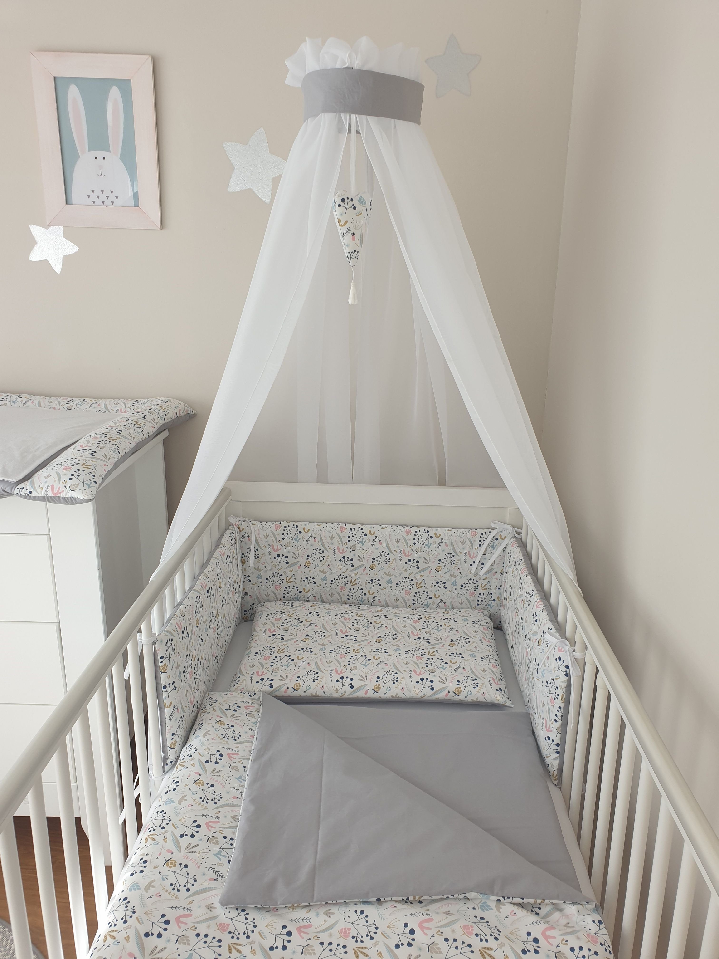 Babybettbezug Baby Bett Set 31372 "Vogelbeere" für Babybett 70x140 Bett Ausstattung