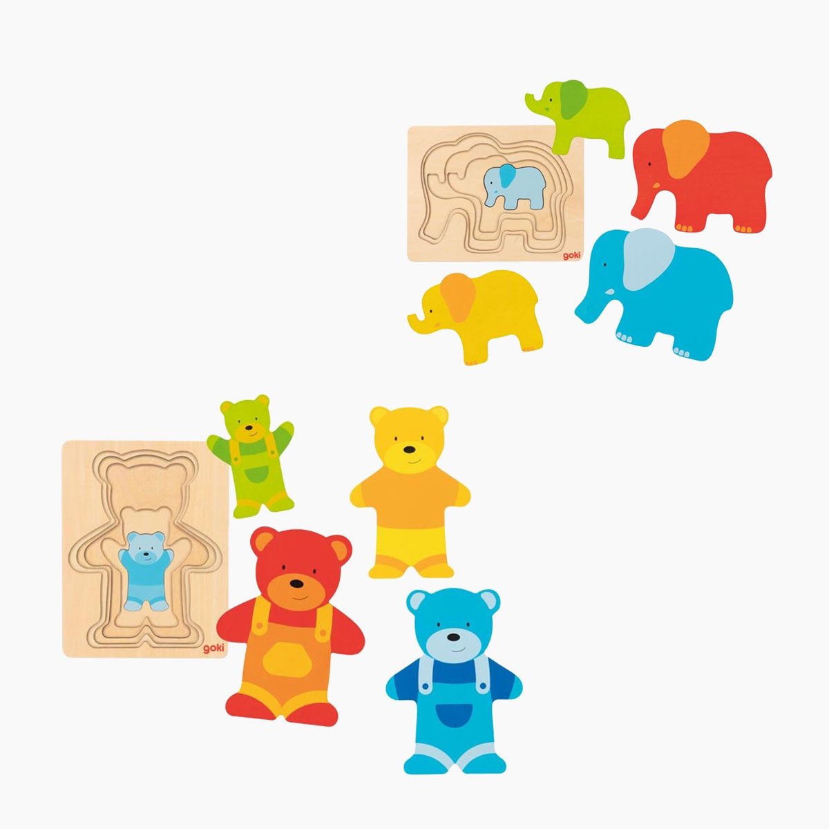 goki Steckpuzzle Schichtenpuzzle Bär, 5 Puzzleteile, Größenverhältnisse zu erkennen und zu vergleichen
