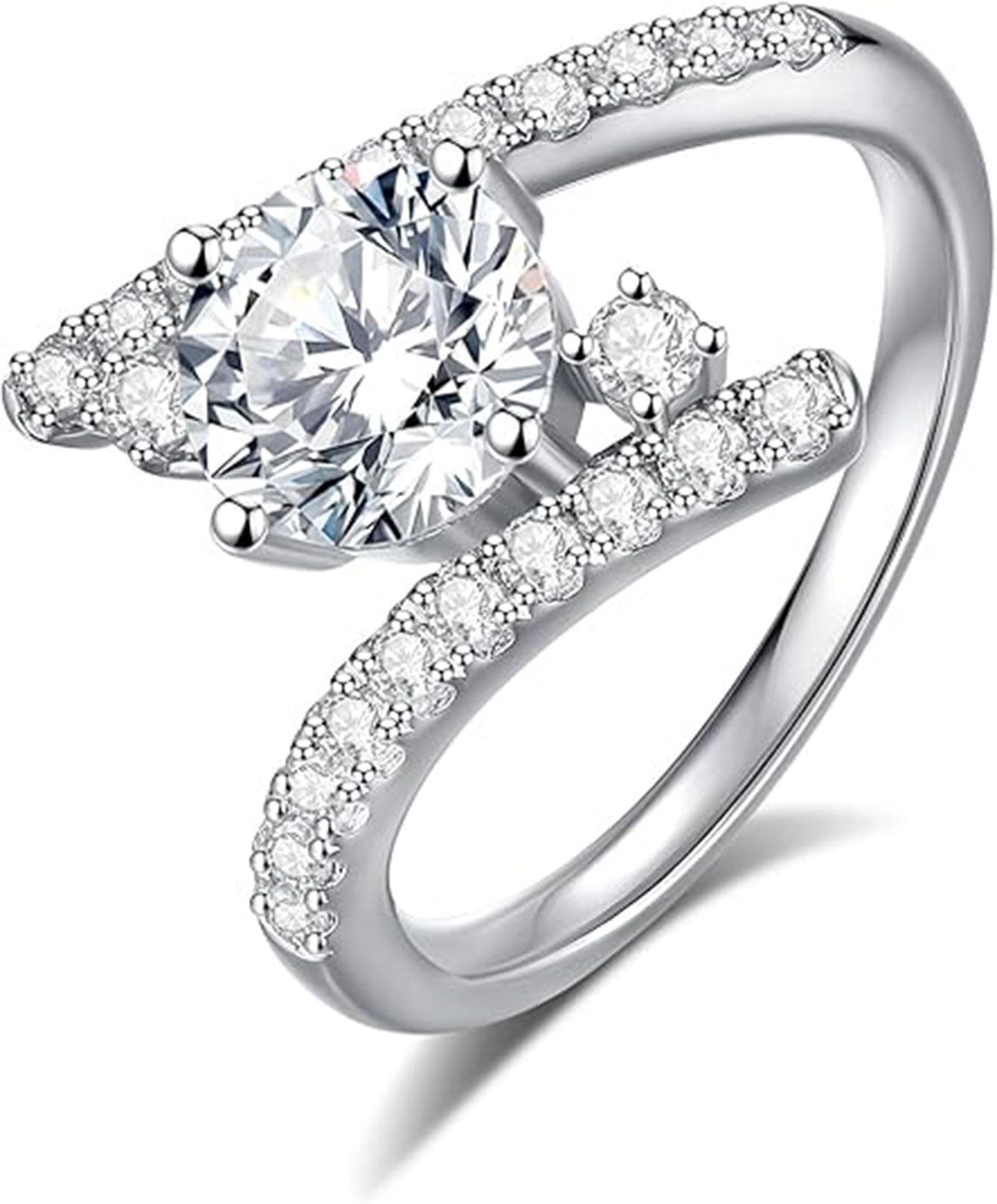 Jumpeak Diamantring Schmuck Damen Ringe,Runder Diamantring für Damen,Geschenk Freundin (Diamantring mit rundem Brillant-Schnitt,Geschenk Freundin Geburtstag, 1,5 ct, 2 ct Diamant, E Farbe, VS1, 3EX, 14 K-Gold), Verlobungsringe Frau,Symbol der Liebe,Eheringe Gold,Ring mit Stein