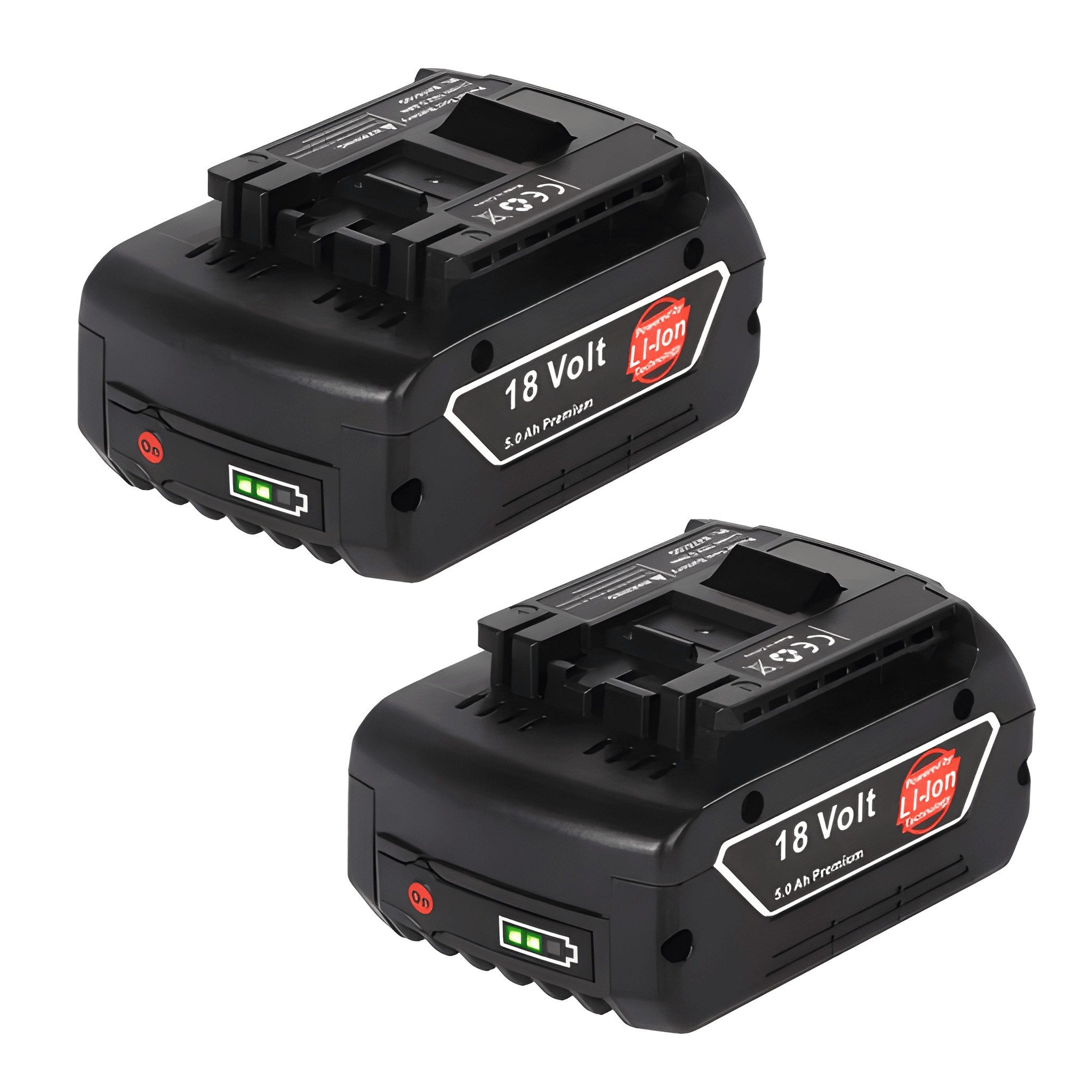 Athlix Ersatzakku für Bosch 5000 mAh 18V BAT618 Akku GBA GBH GSR GSB BAT620 Akku 5000 mAh (2 St), 2er Pack, lange Laufzeiten, breite Kompatibilität