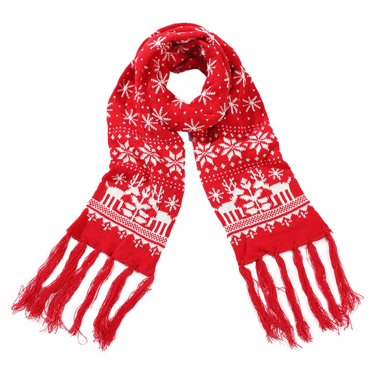 Cachito Modeschal Winter Schal für Herren und Damen, Rentier-Schneeflocke muster Weihnachtsschal