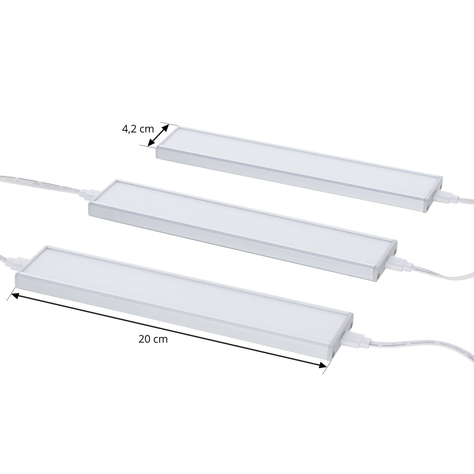 Prios Unterschrankleuchte Ashtonis, LED, Kunststoff Alu warmweiß IP20mit Bewegungsmelder, 3 x 1,4 W LED, warmweiß