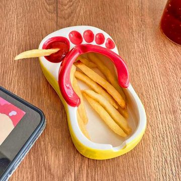 FIDDY Servierplatte Sandalen-Chips und Ketchup-Tabletts bringen Sie in die Snack-Stadt, (1-tlg)