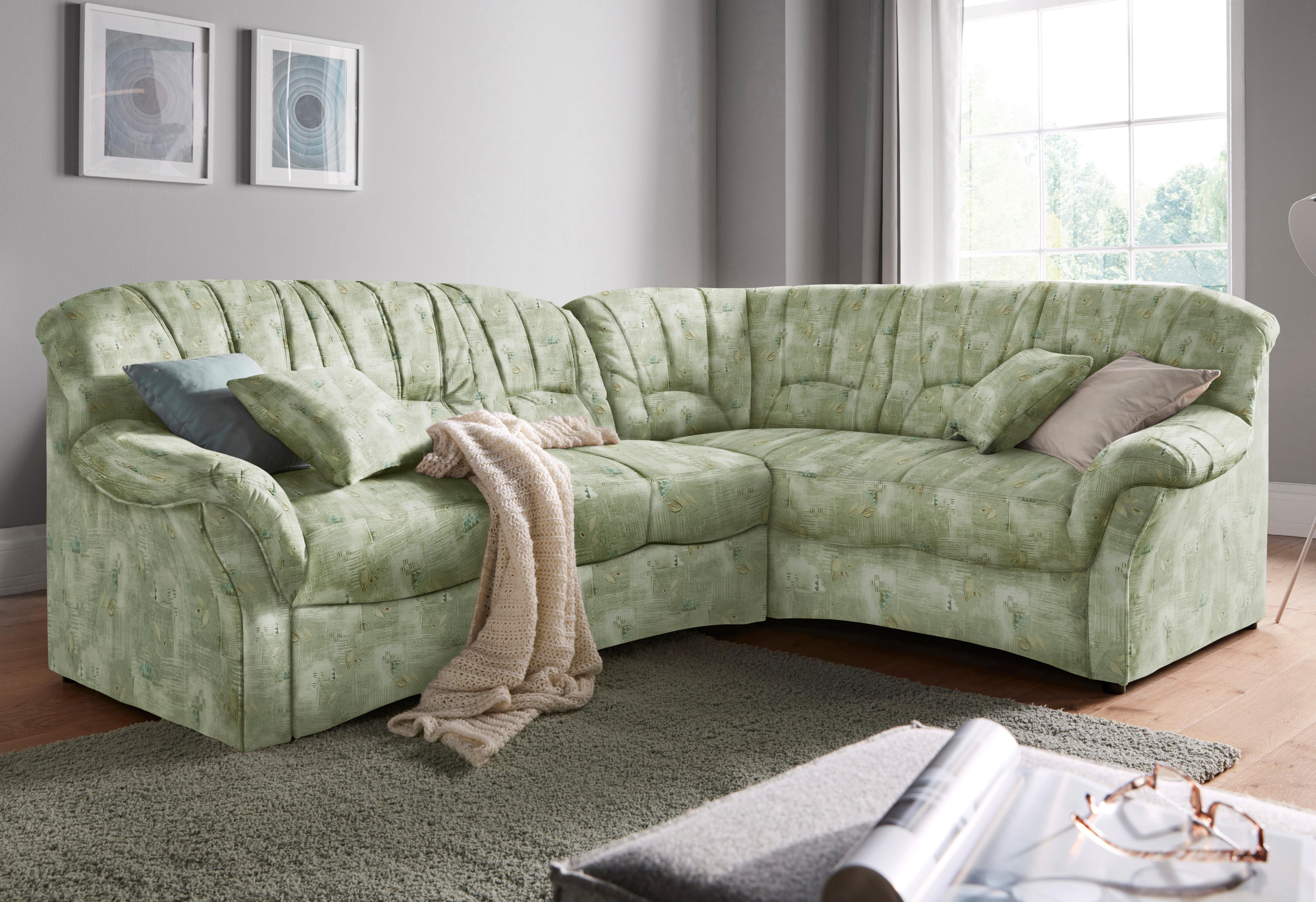 DOMO collection Ecksofa Bahia, zeitlos und elegant, bequeme Armlehnen, L-Form, Microfaser, natur